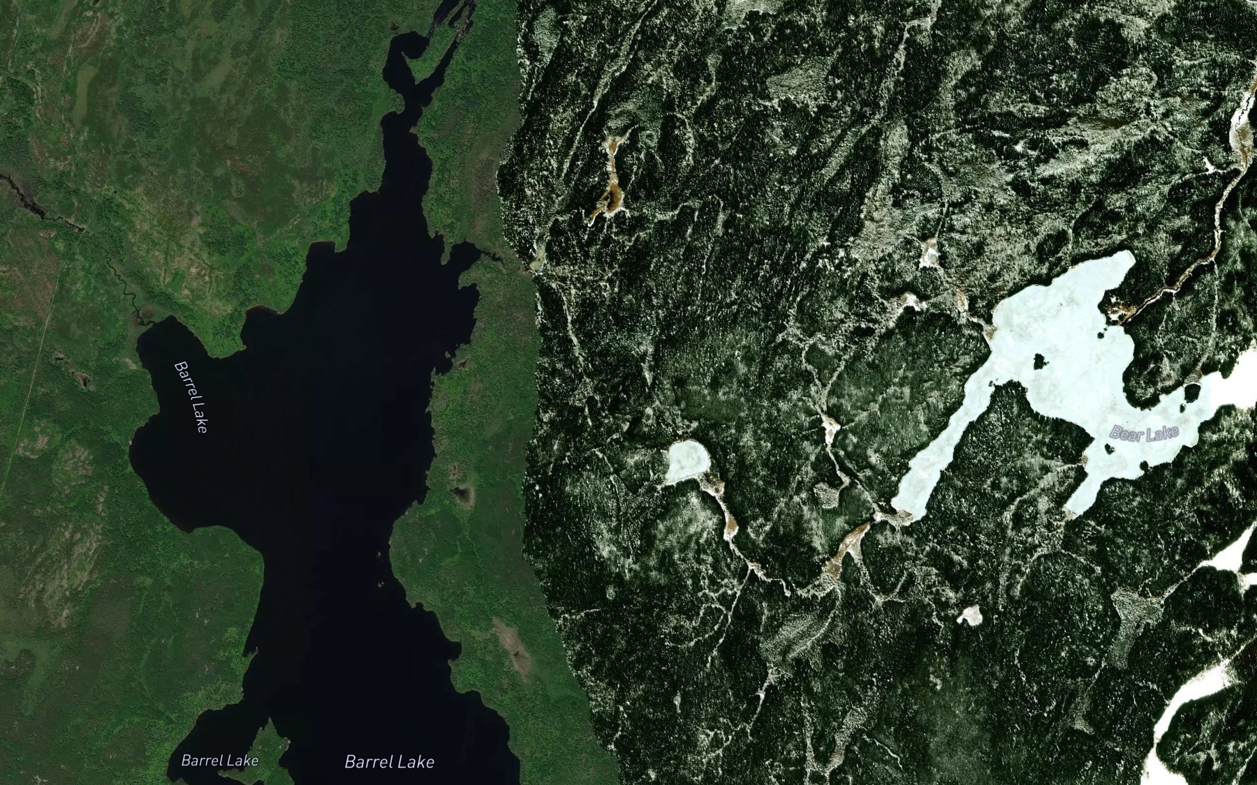 Satellite map of the Bear Pond