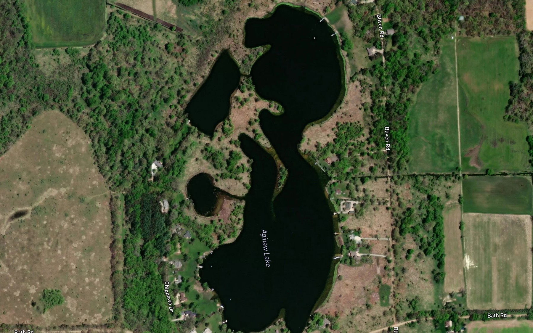 Satellite map of the Aginaw Lake
