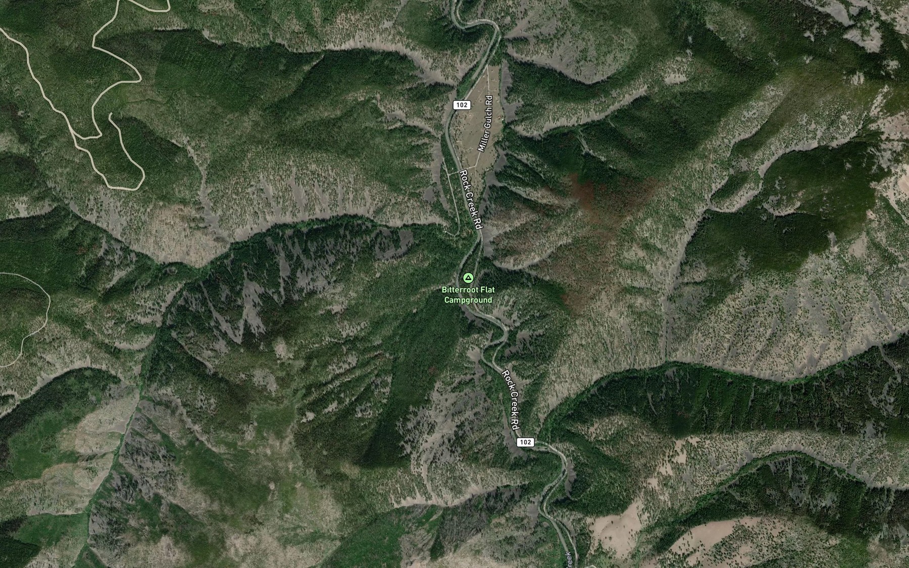 Satellite map of the Chelan Creek