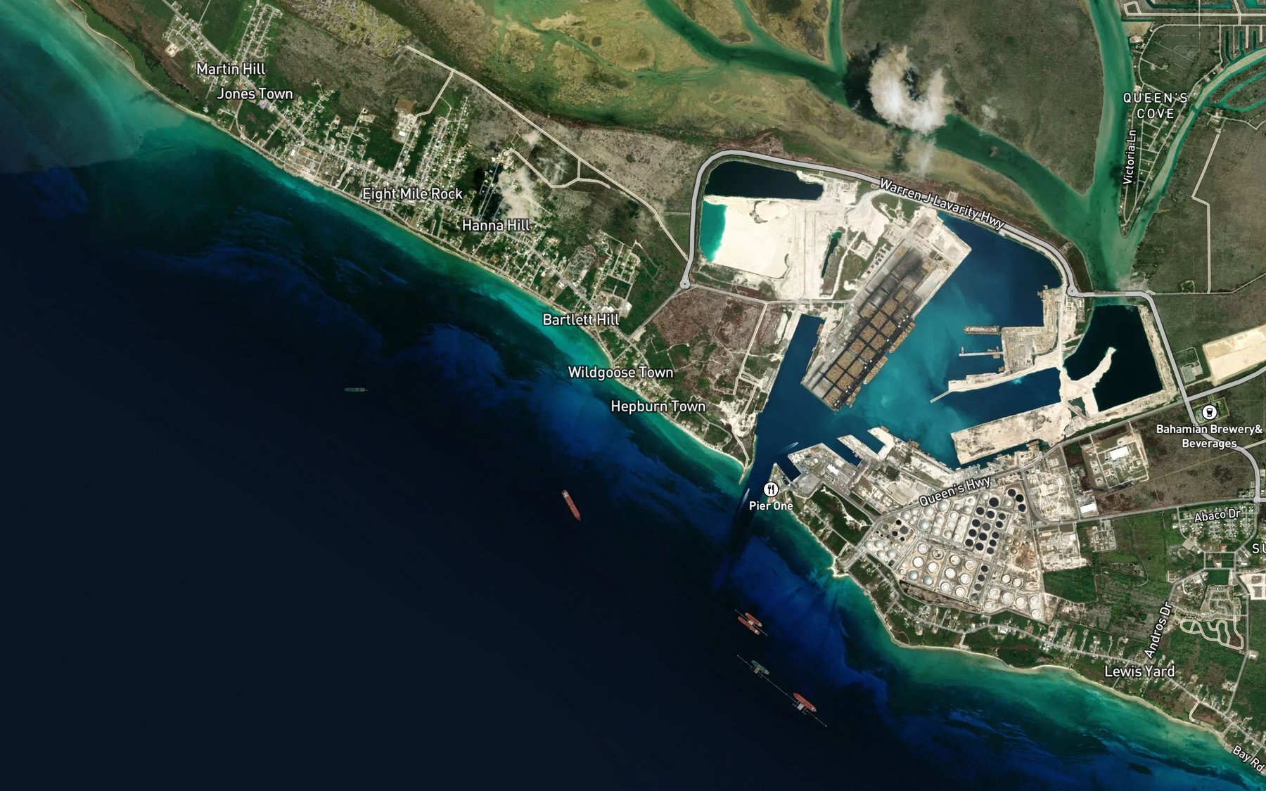 Satellite map of the Brown Cove