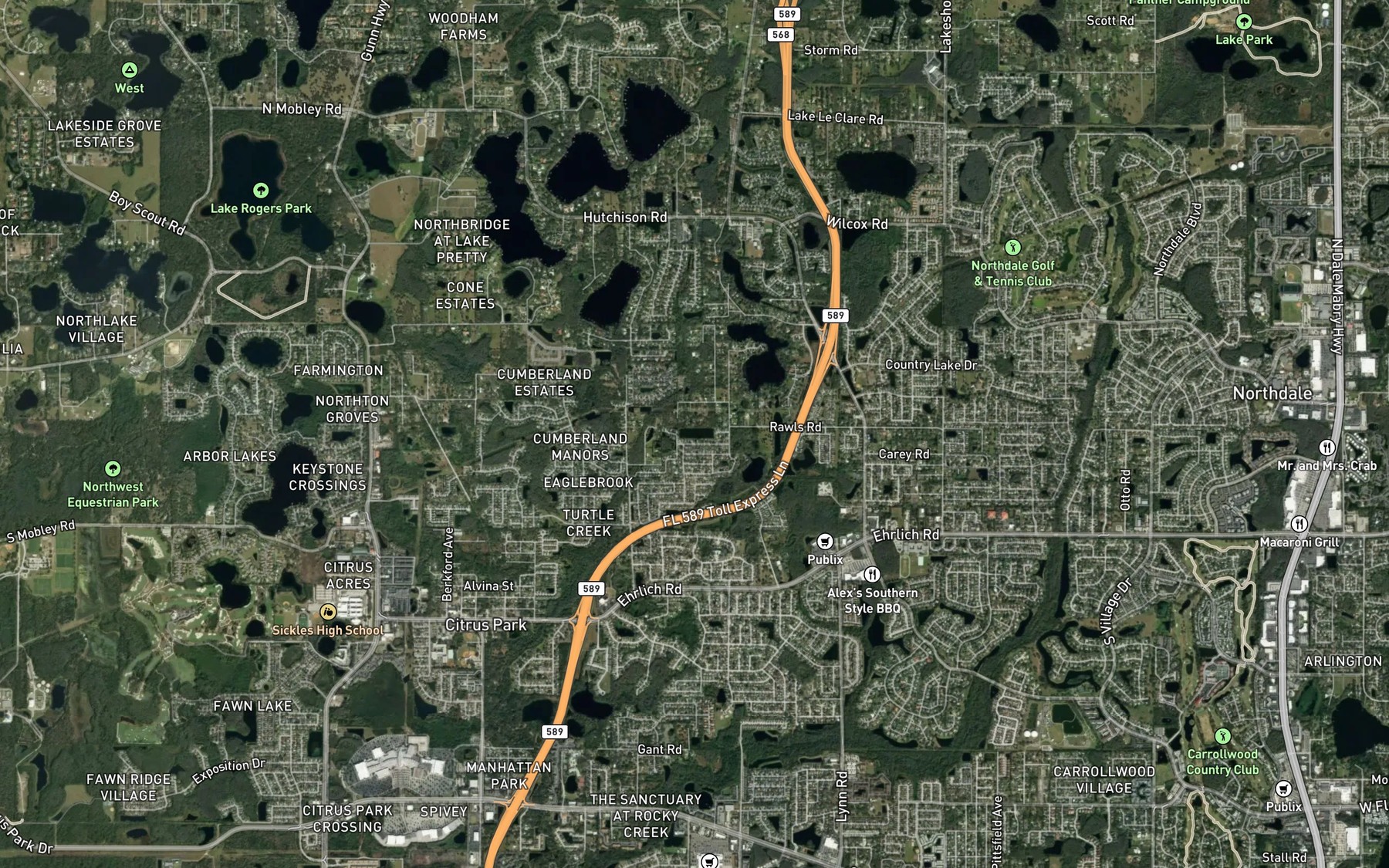 Satellite map of the Paradise Lake