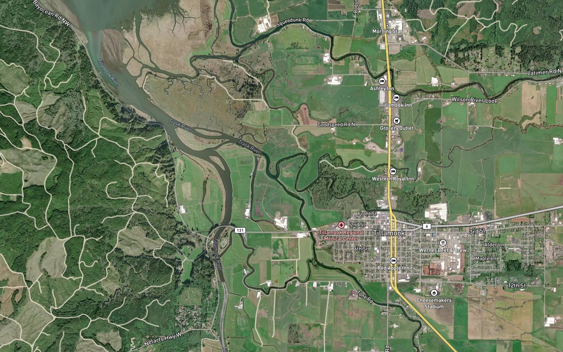 Satellite map of the Hoquarten Slough