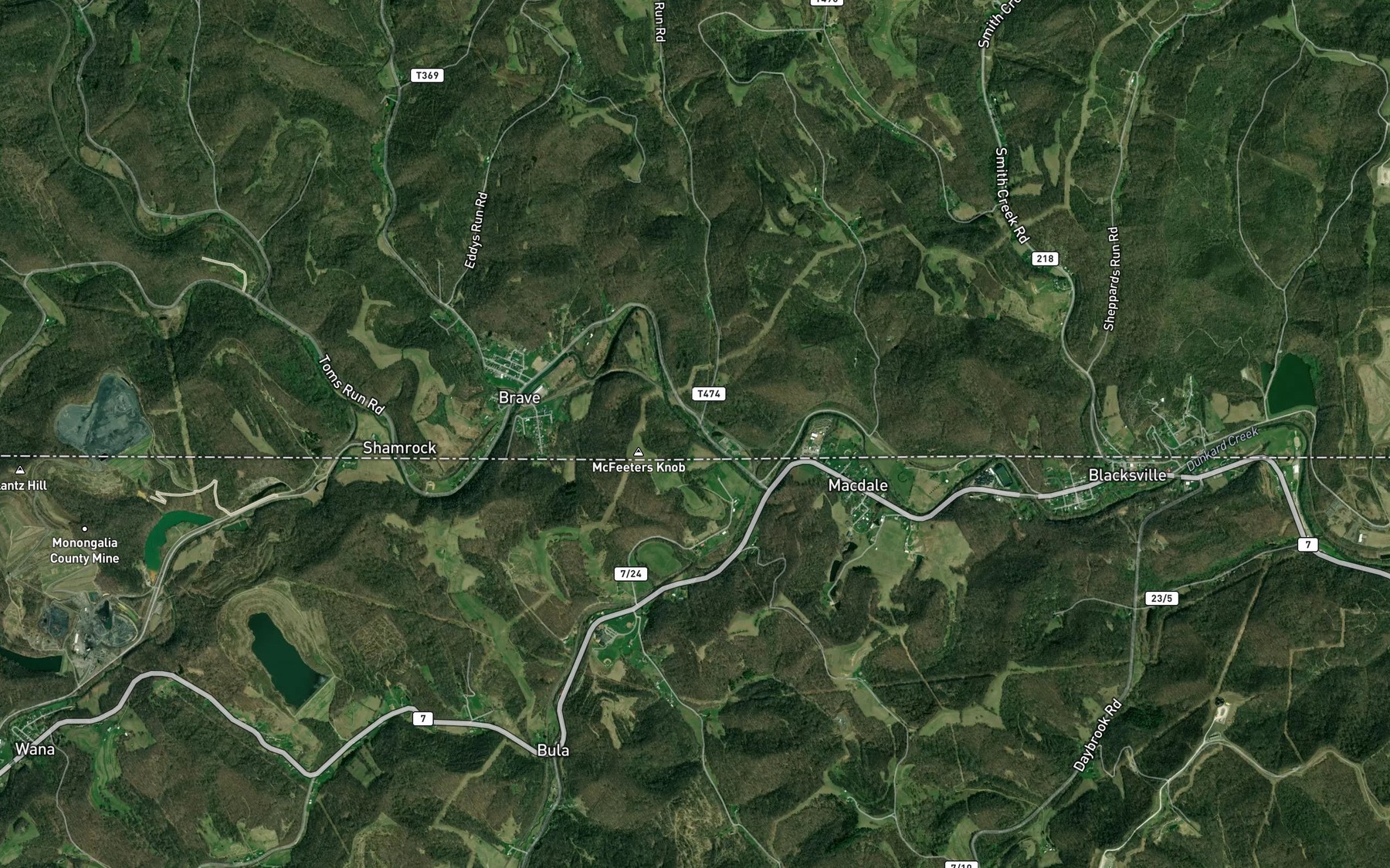 Satellite map of the Morris Run