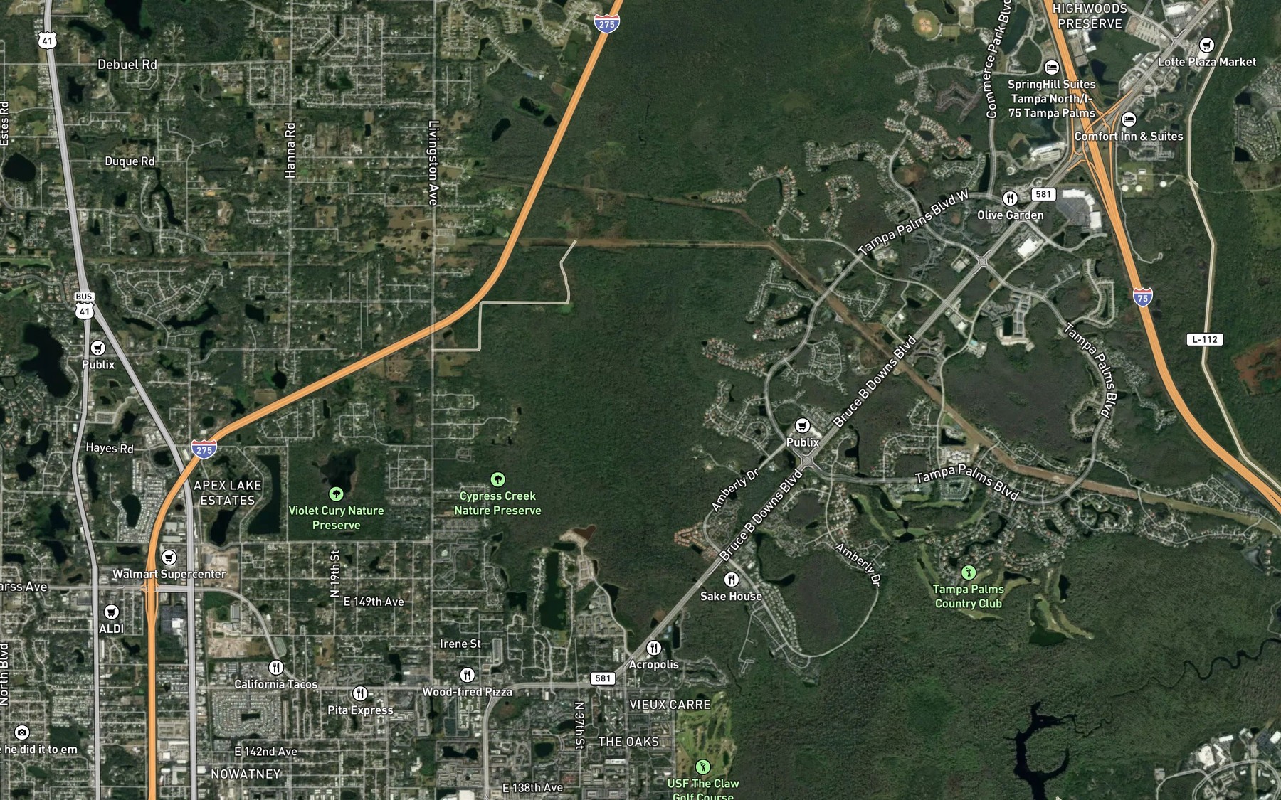 Satellite map of the Thirteenmile Run