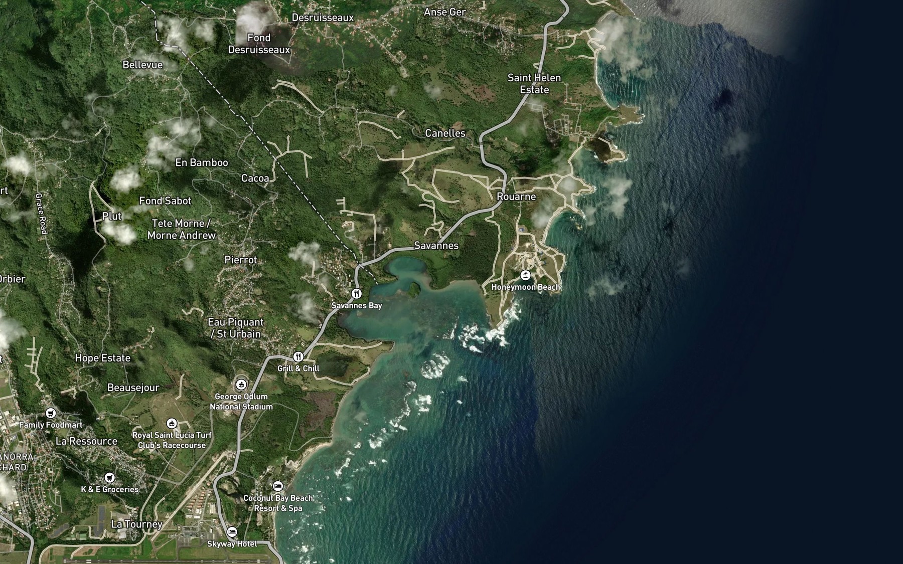 Satellite map of the Rouarne River