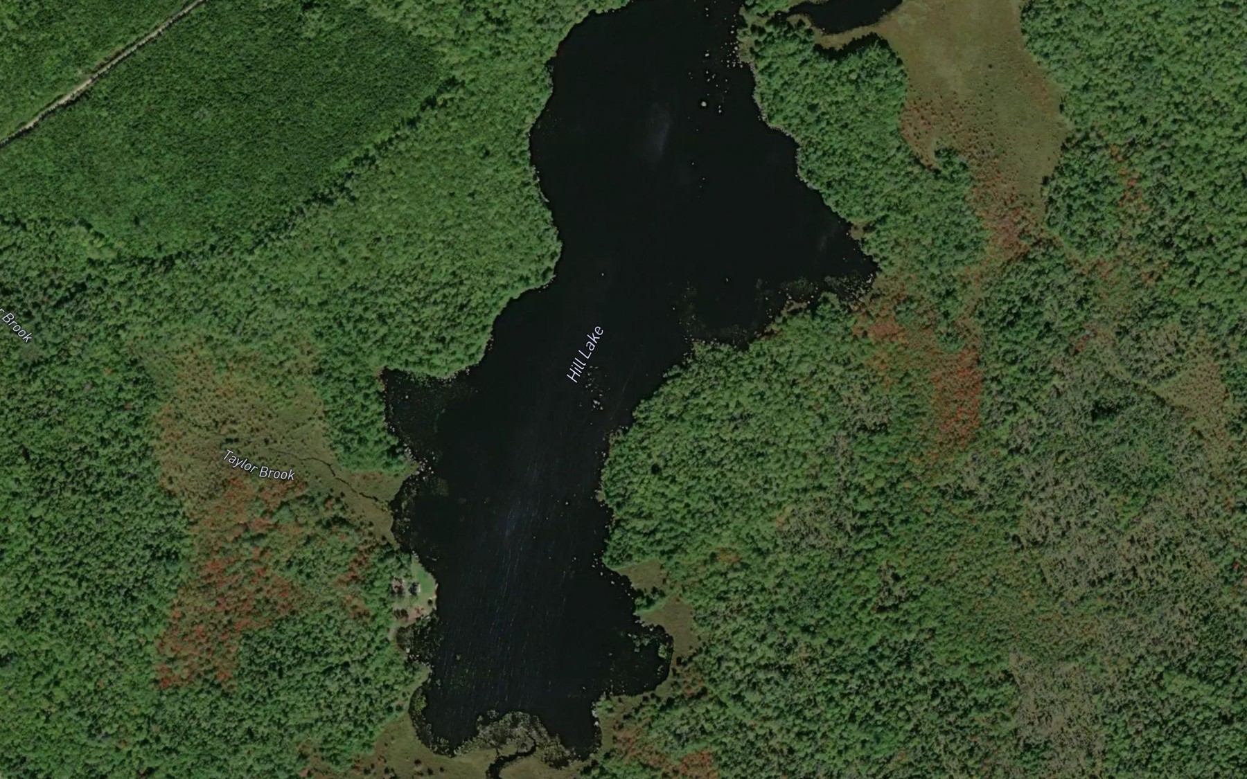 Satellite map of the Hill Lake