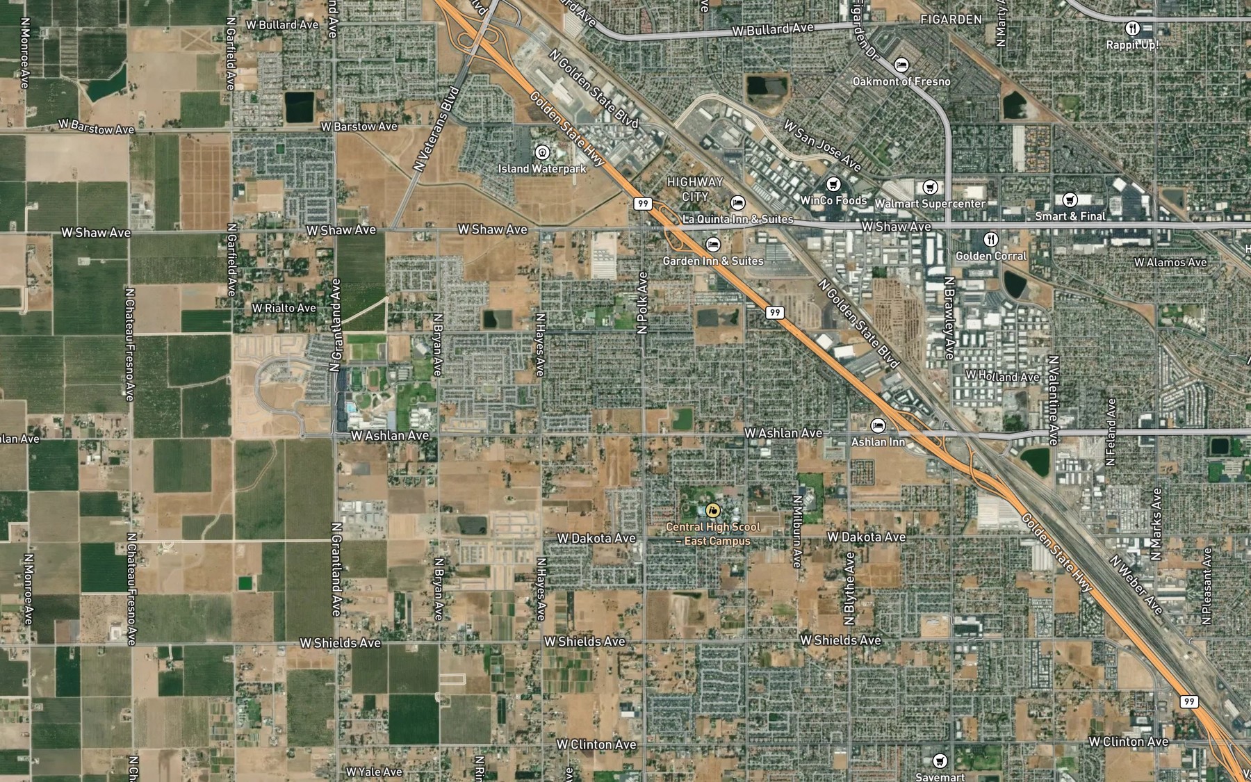 Satellite map of the Teague School Canal