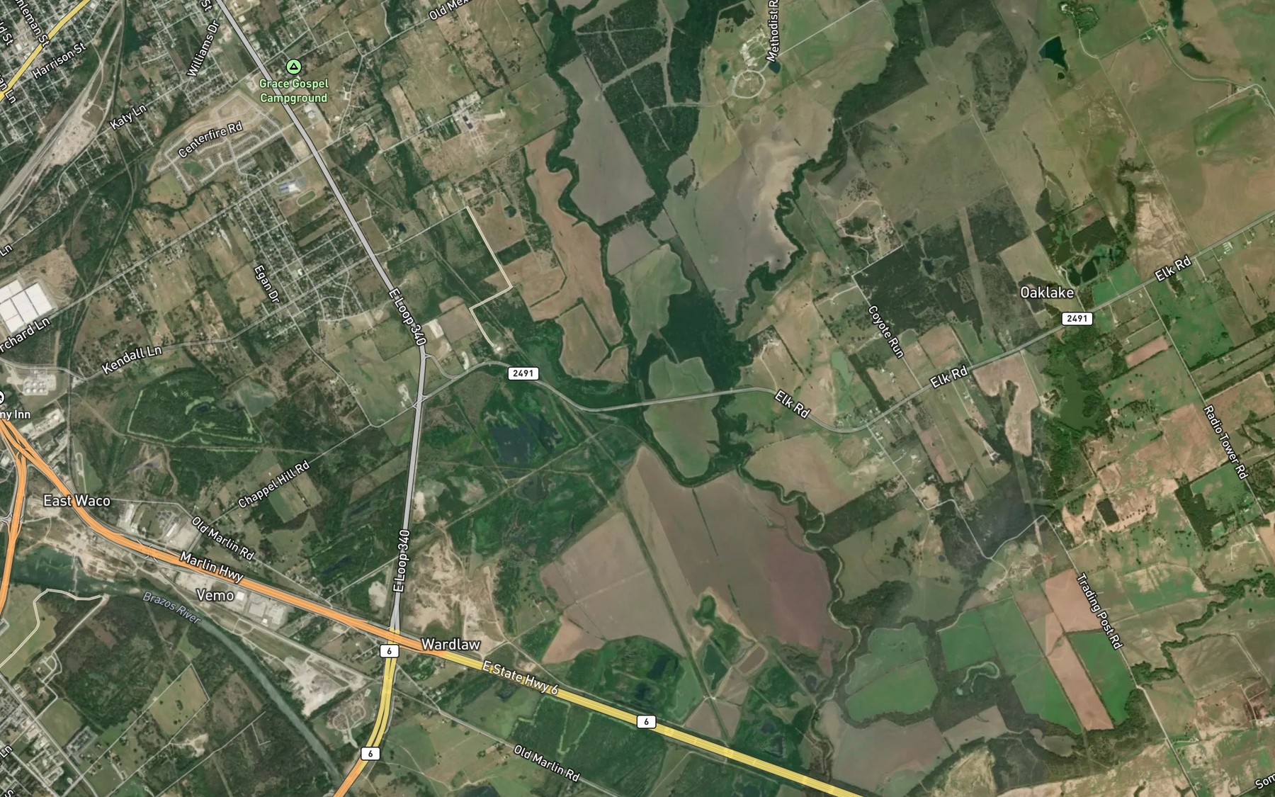 Satellite map of the Lucky Branch