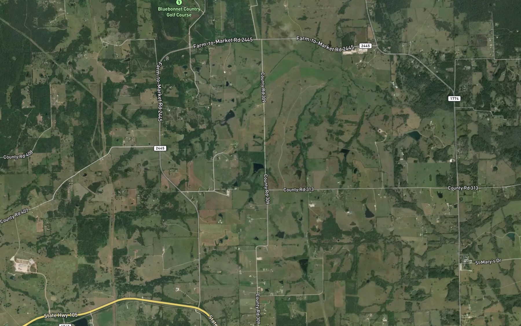Satellite map of the Stoneham Lake