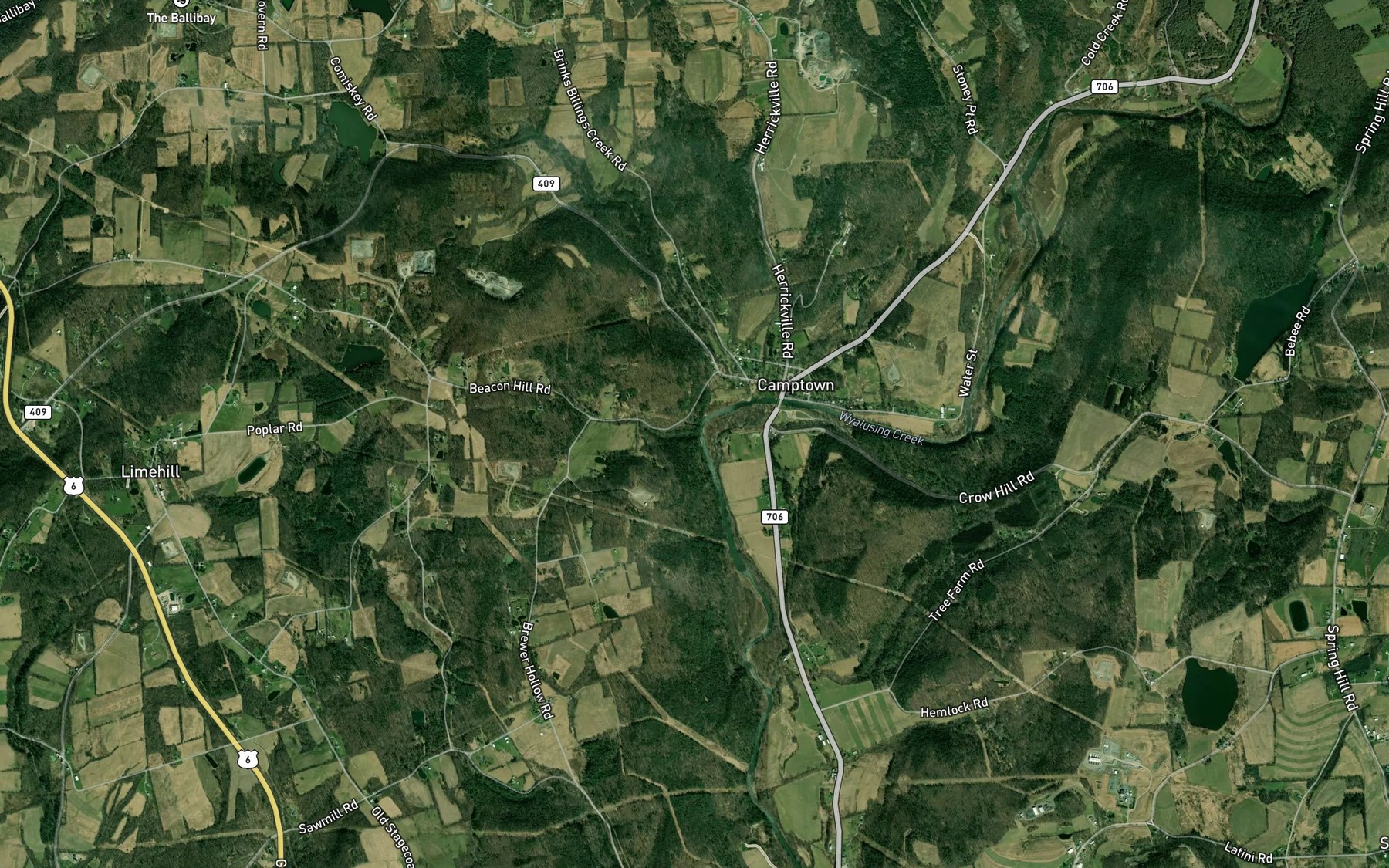 Satellite map of the Patton Creek