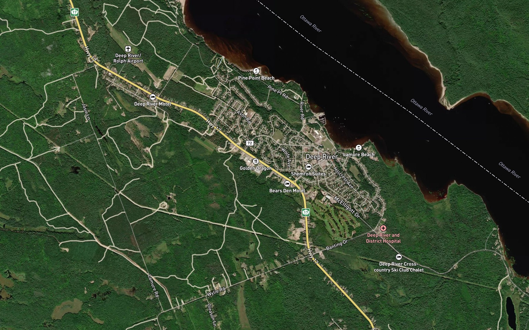 Satellite map of the Walkers Creek