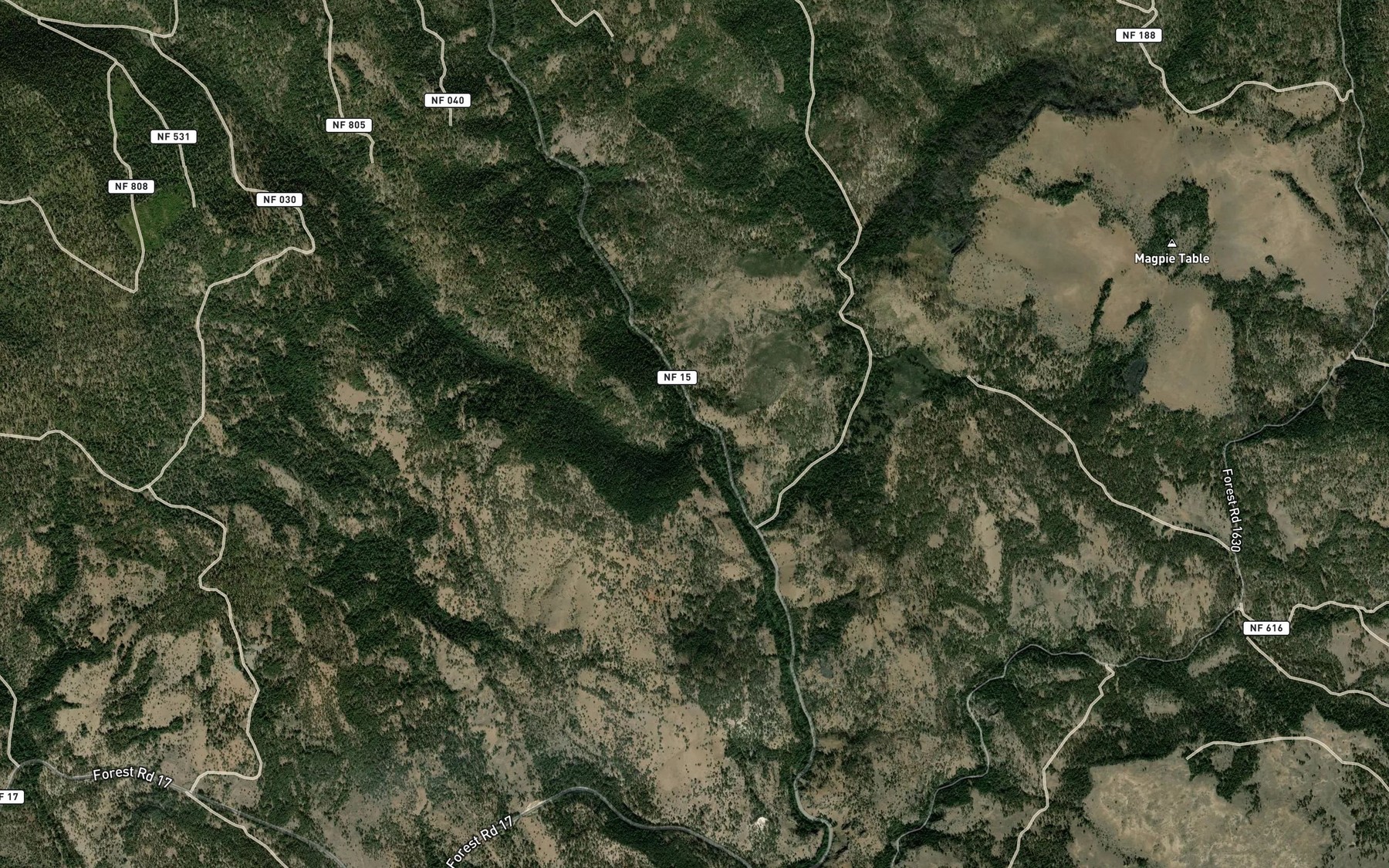 Satellite map of the West Fork Wolf Creek