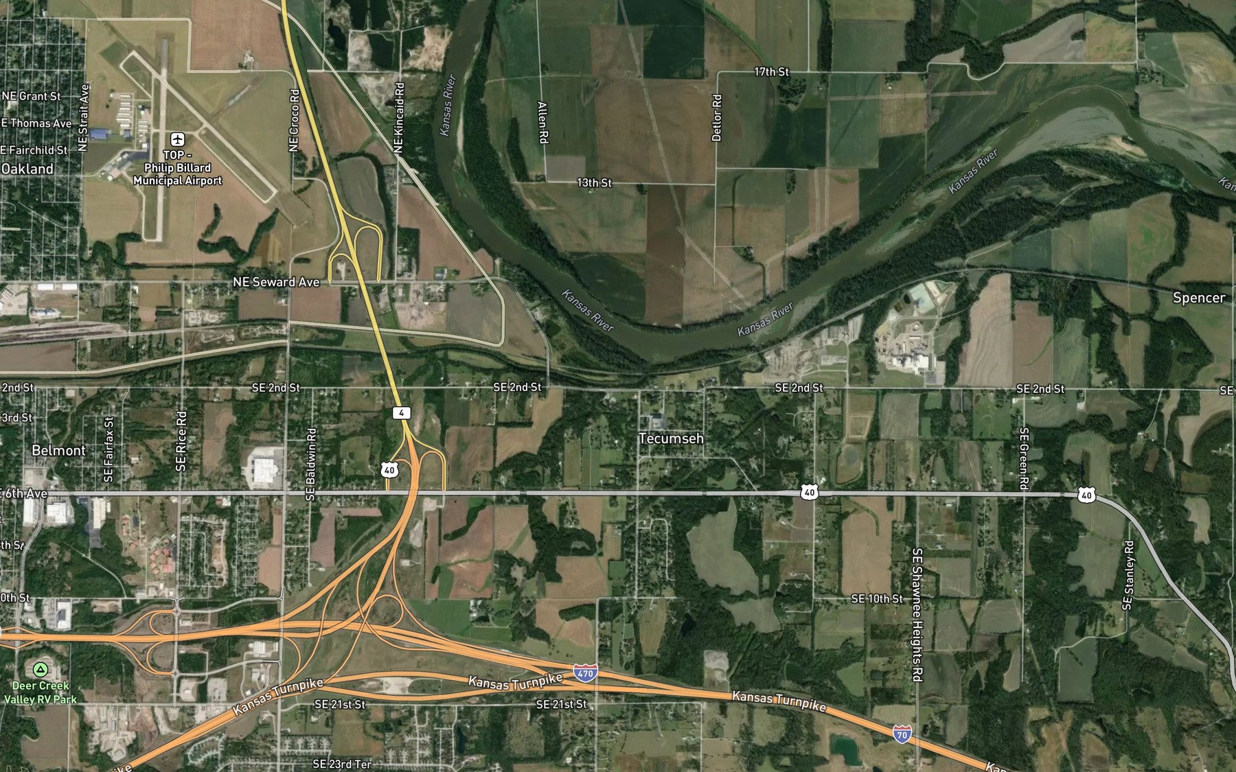 Satellite map of the Stinson Creek