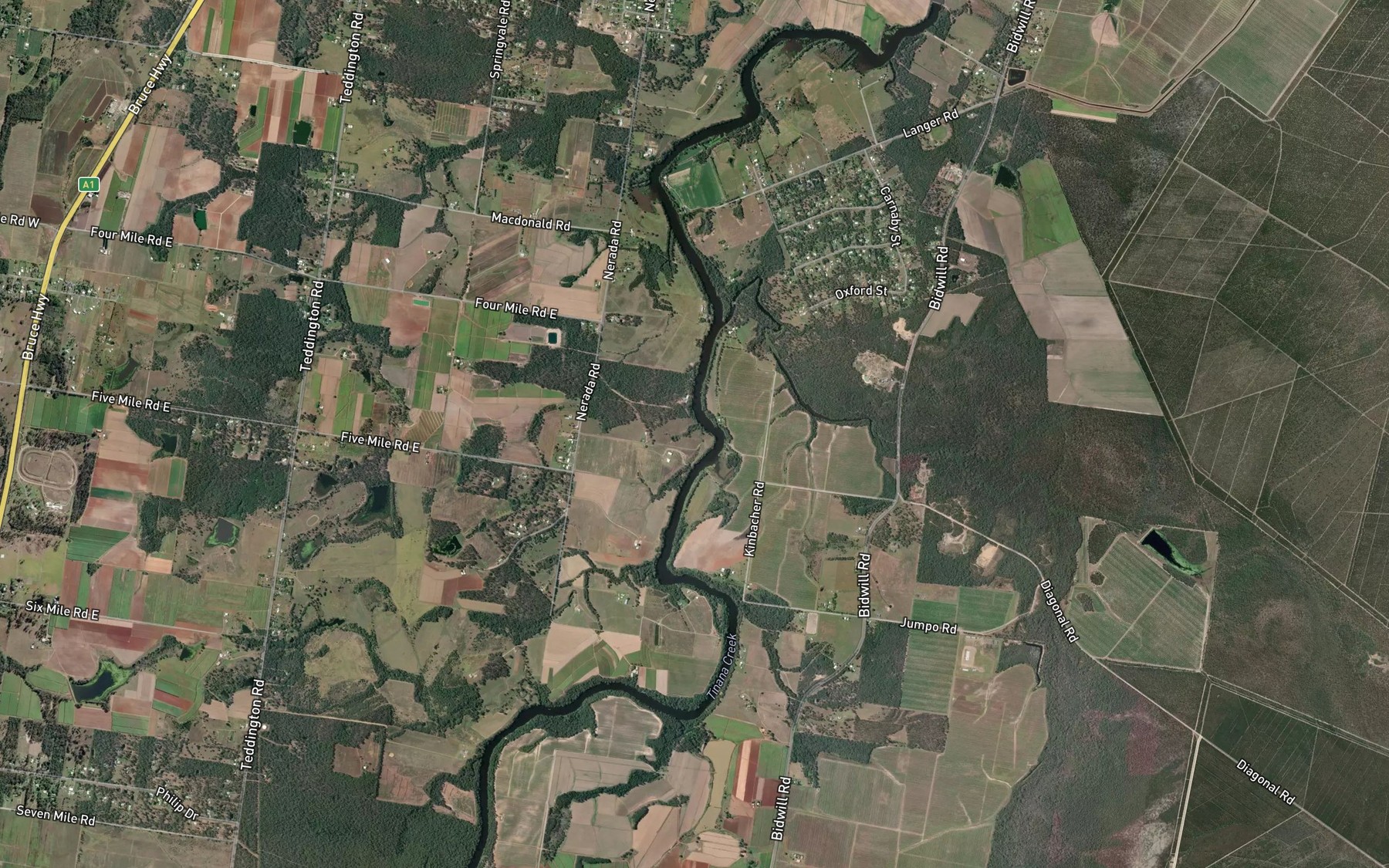 Satellite map of the Jumpo Creek