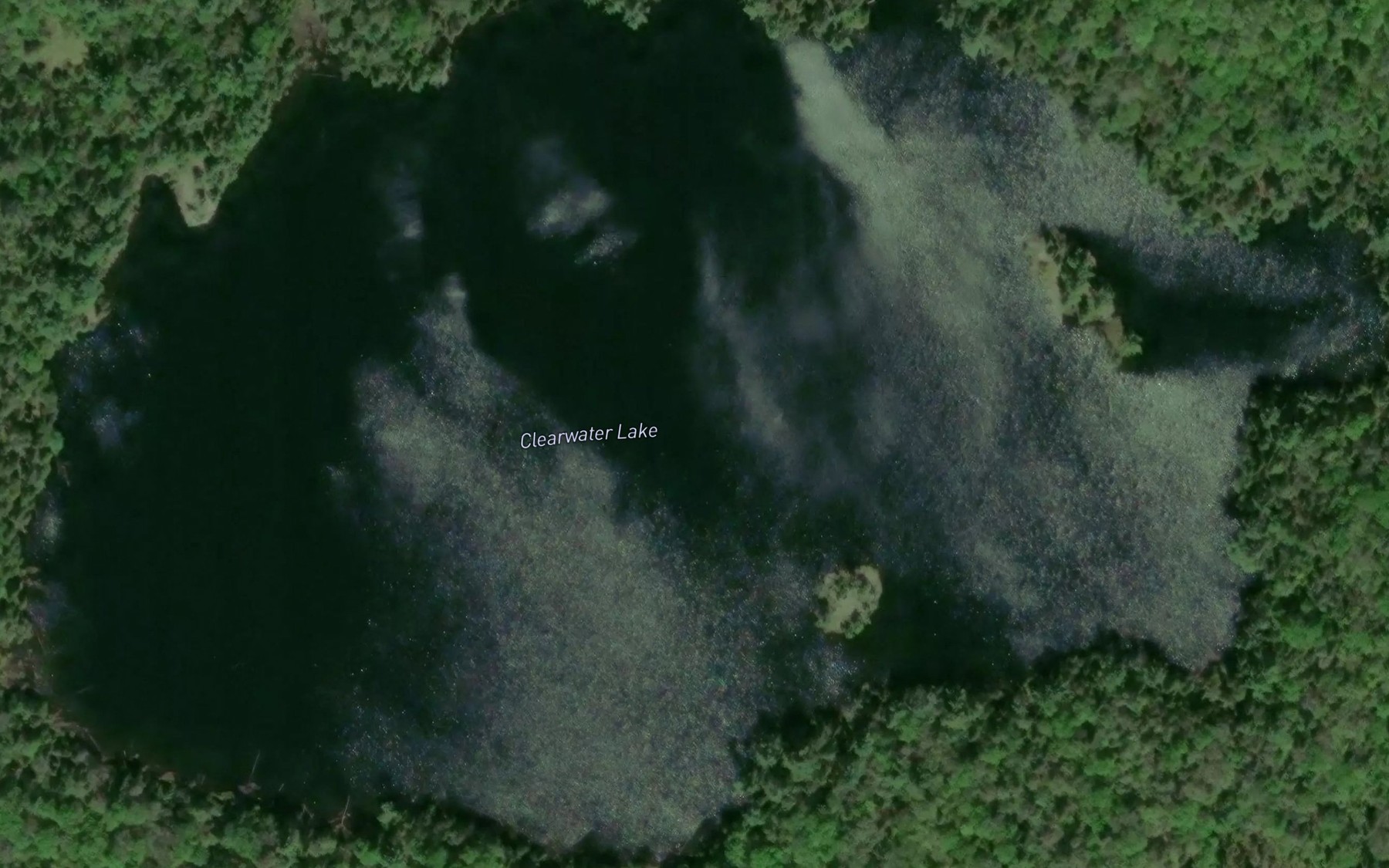 Satellite map of the Clearwater Lake