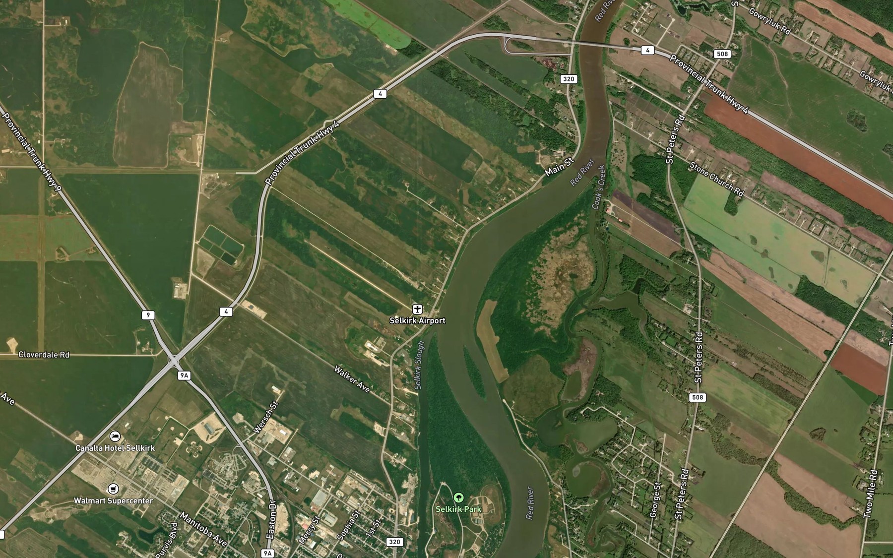 Satellite map of the Cloverdale Road Drain