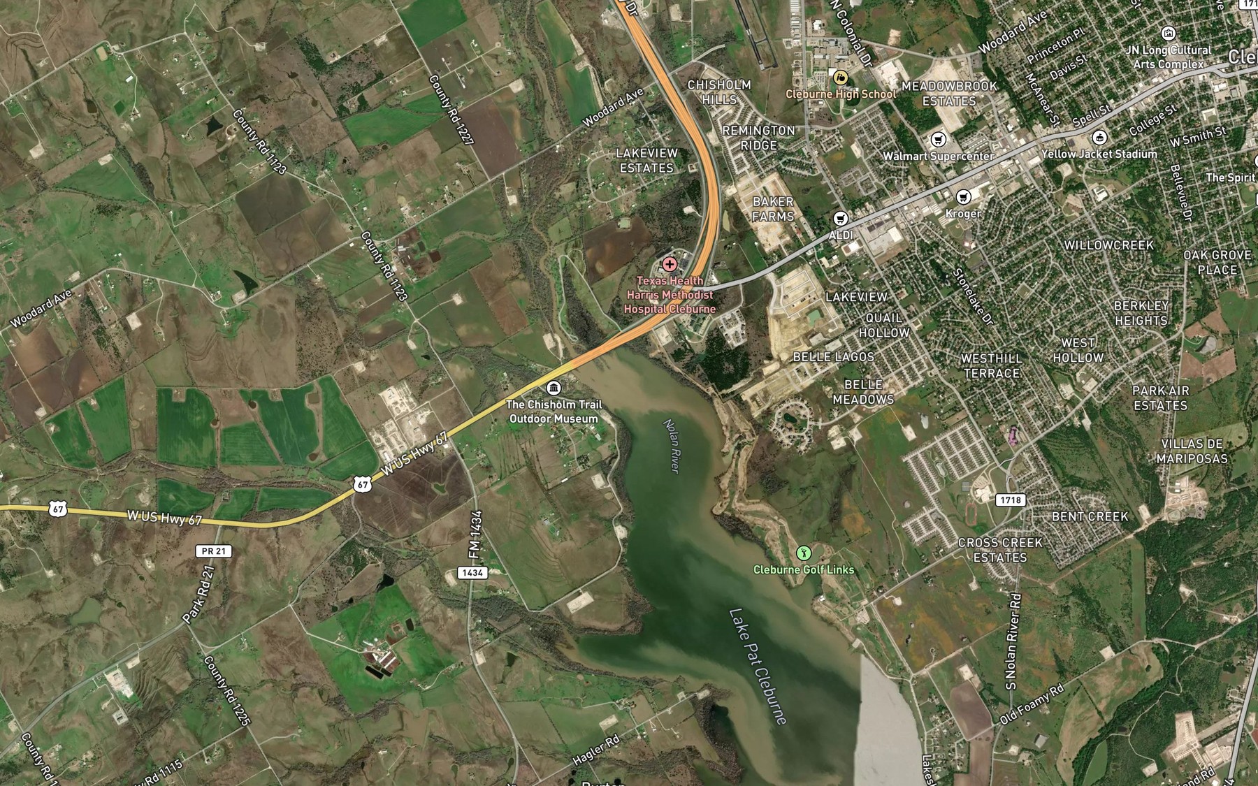 Satellite map of the Town Branch