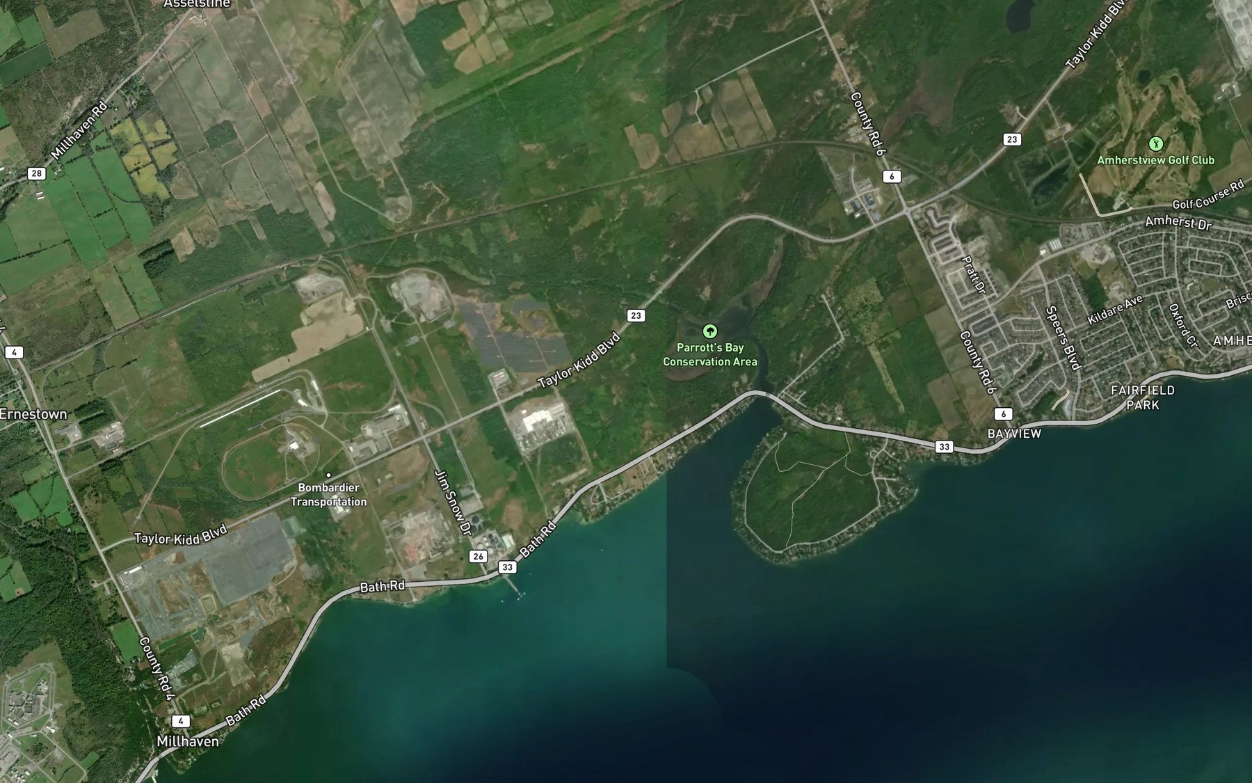 Satellite map of the Parrotts Bay