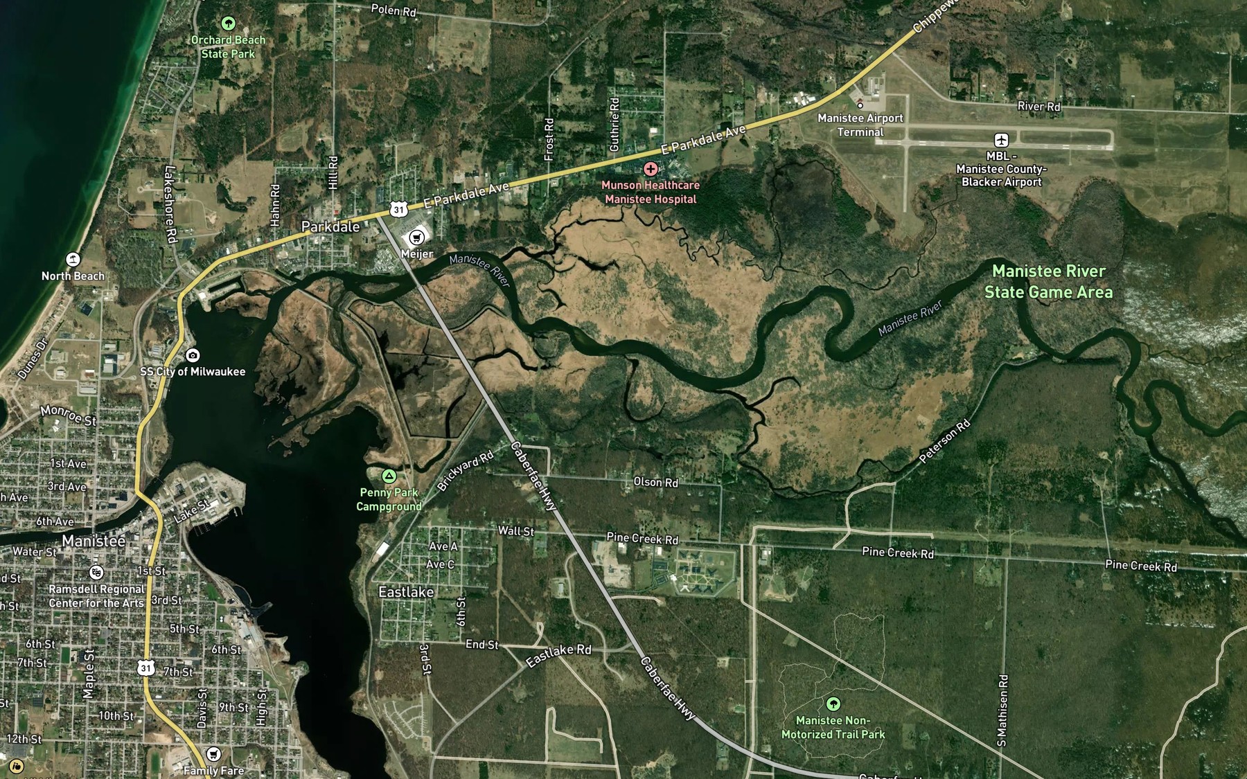 Satellite map of the Highpoint Bayou