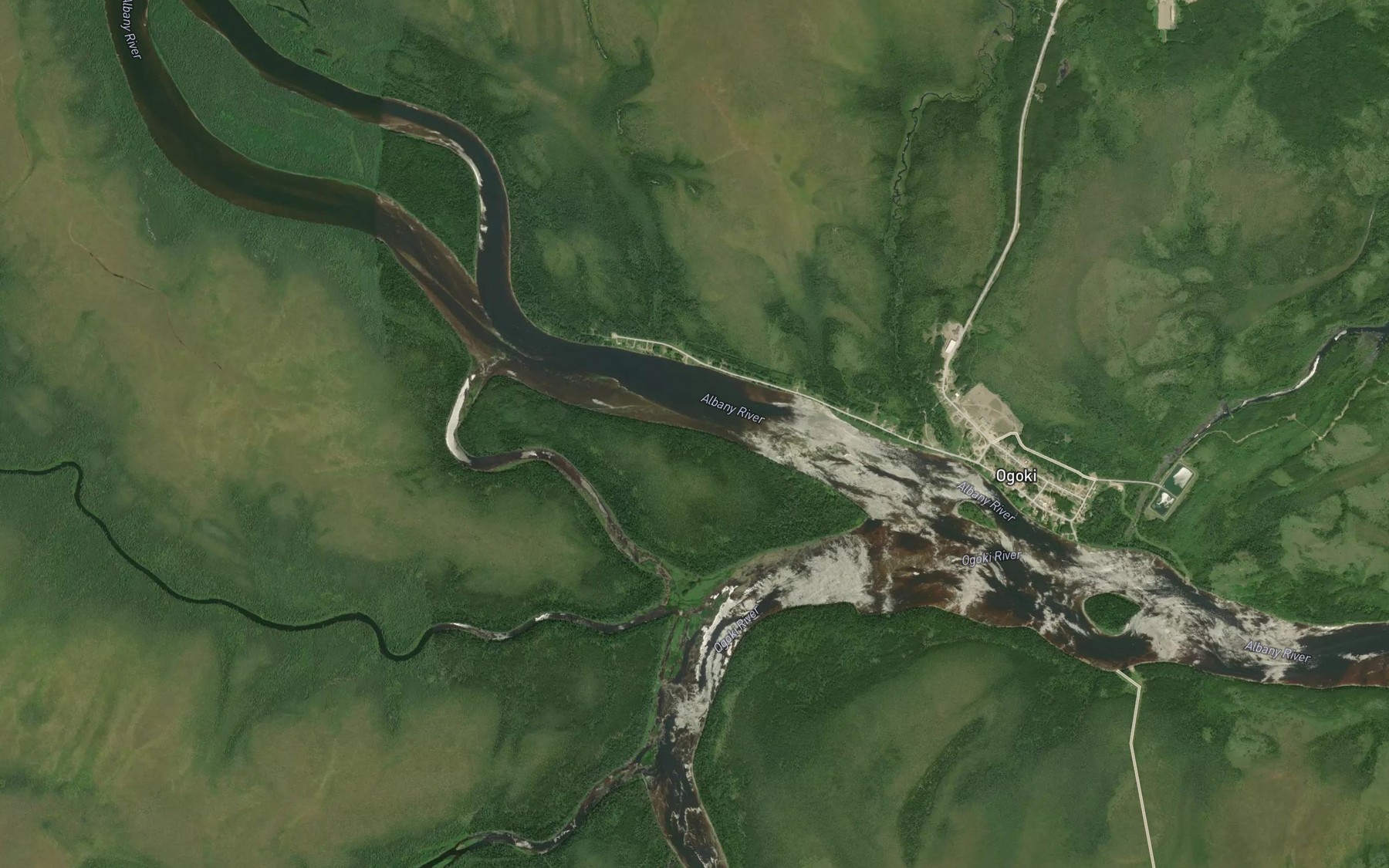 Satellite map of the Ogoki River