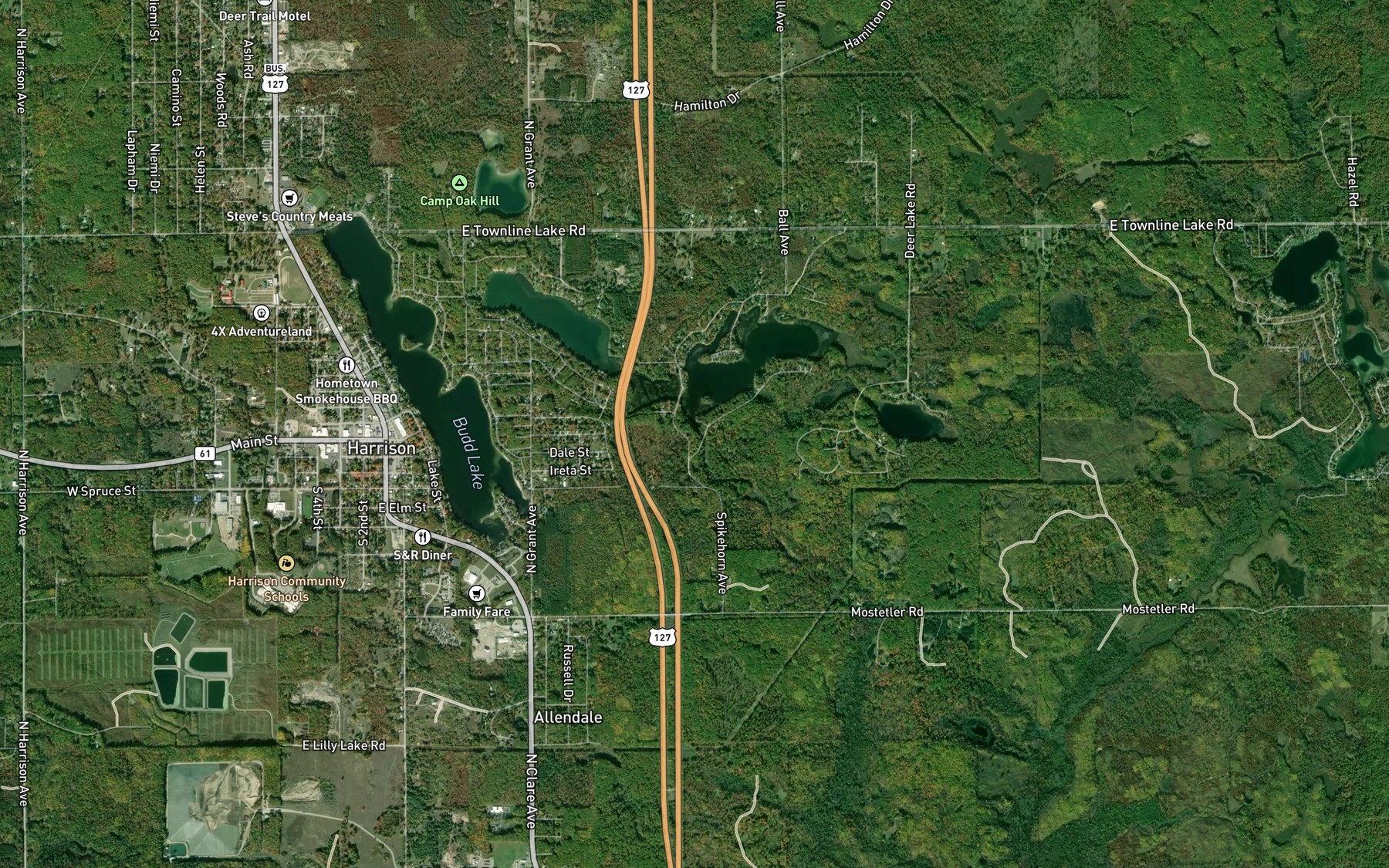 Satellite map of the Spike Horn Creek