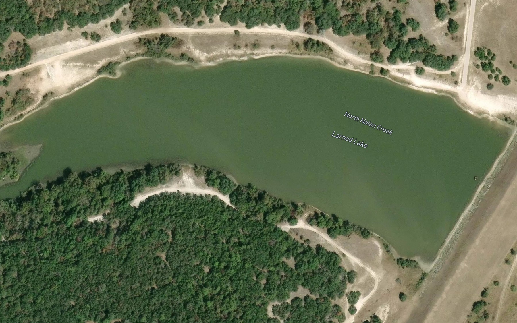 Satellite map of the Larned Lake