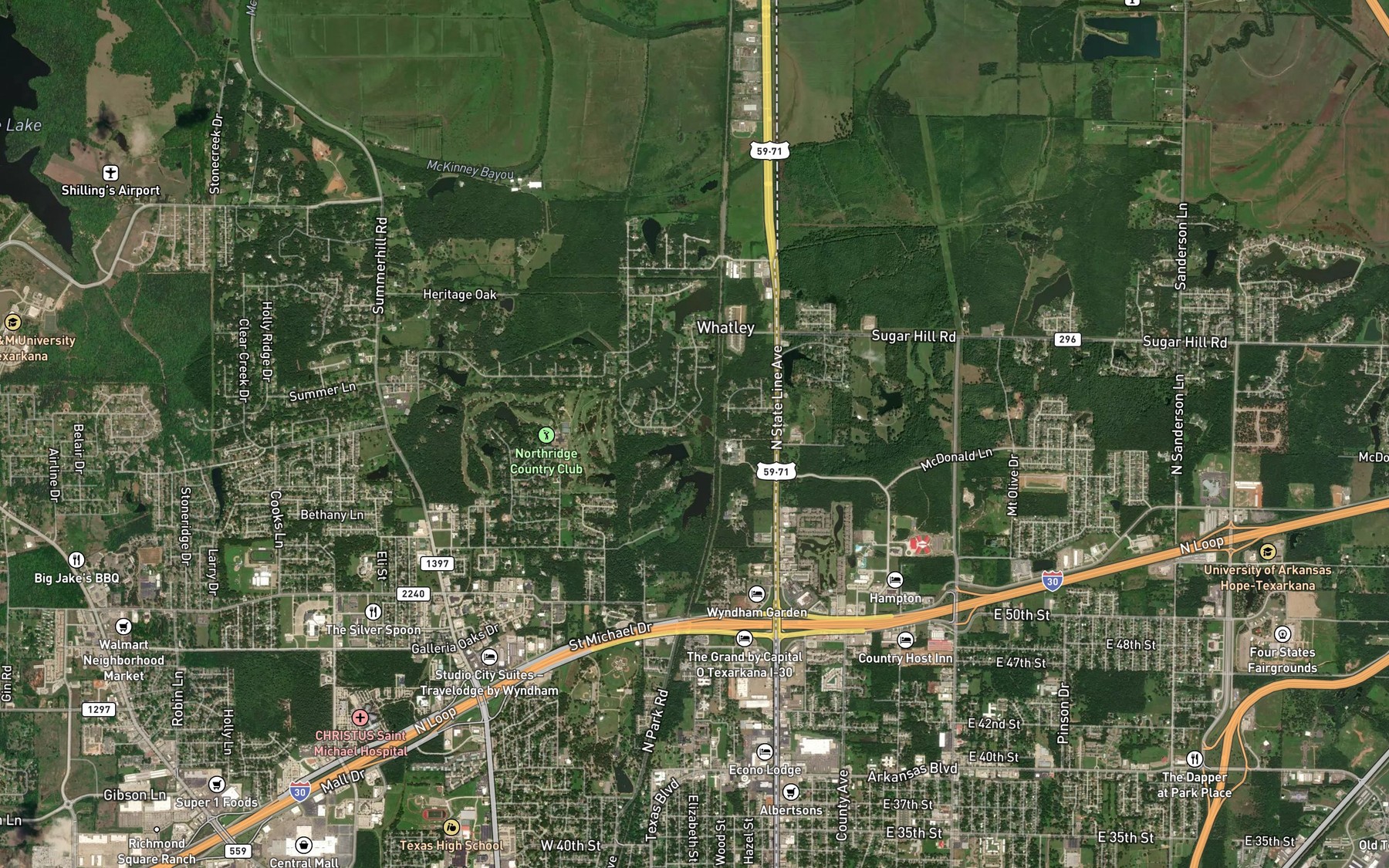 Satellite map of the Wright Lake