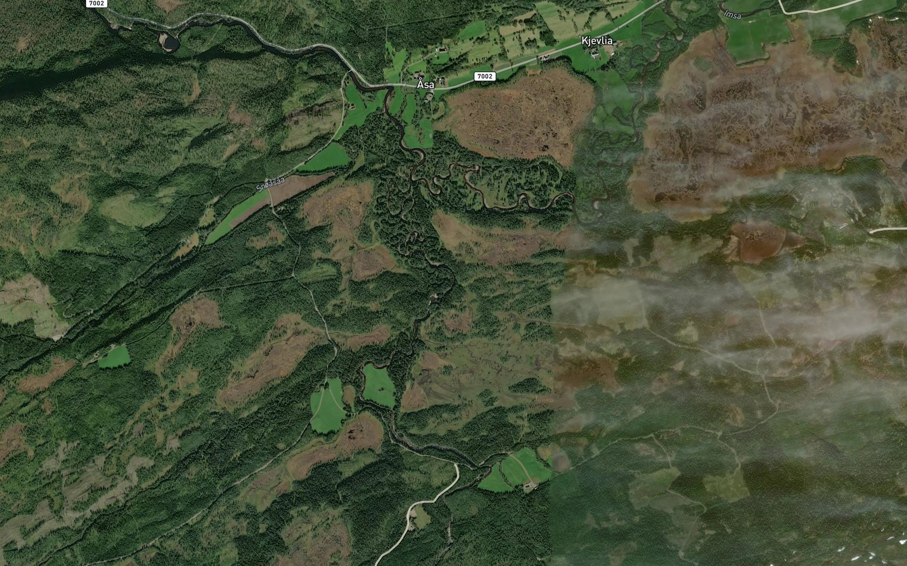 Satellite map of the Stigafossen