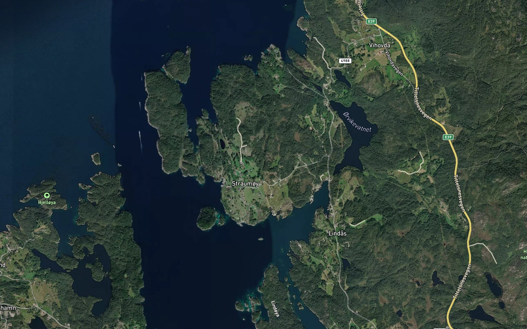 Satellite map of the Djupadalstjorna