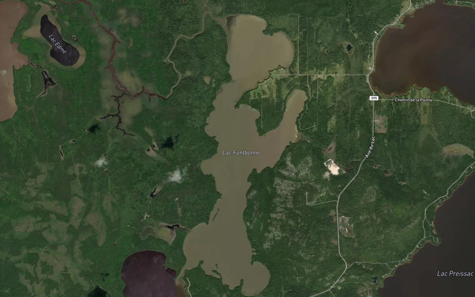 Satellite map of the Lac Fontbonne