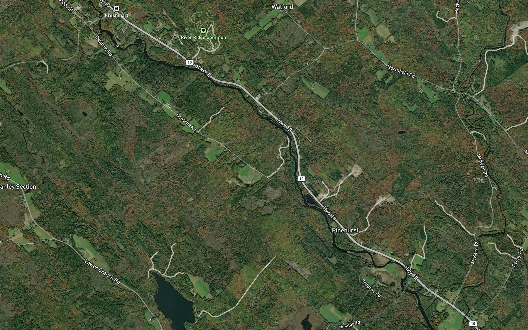 Satellite map of the Crooked Brook