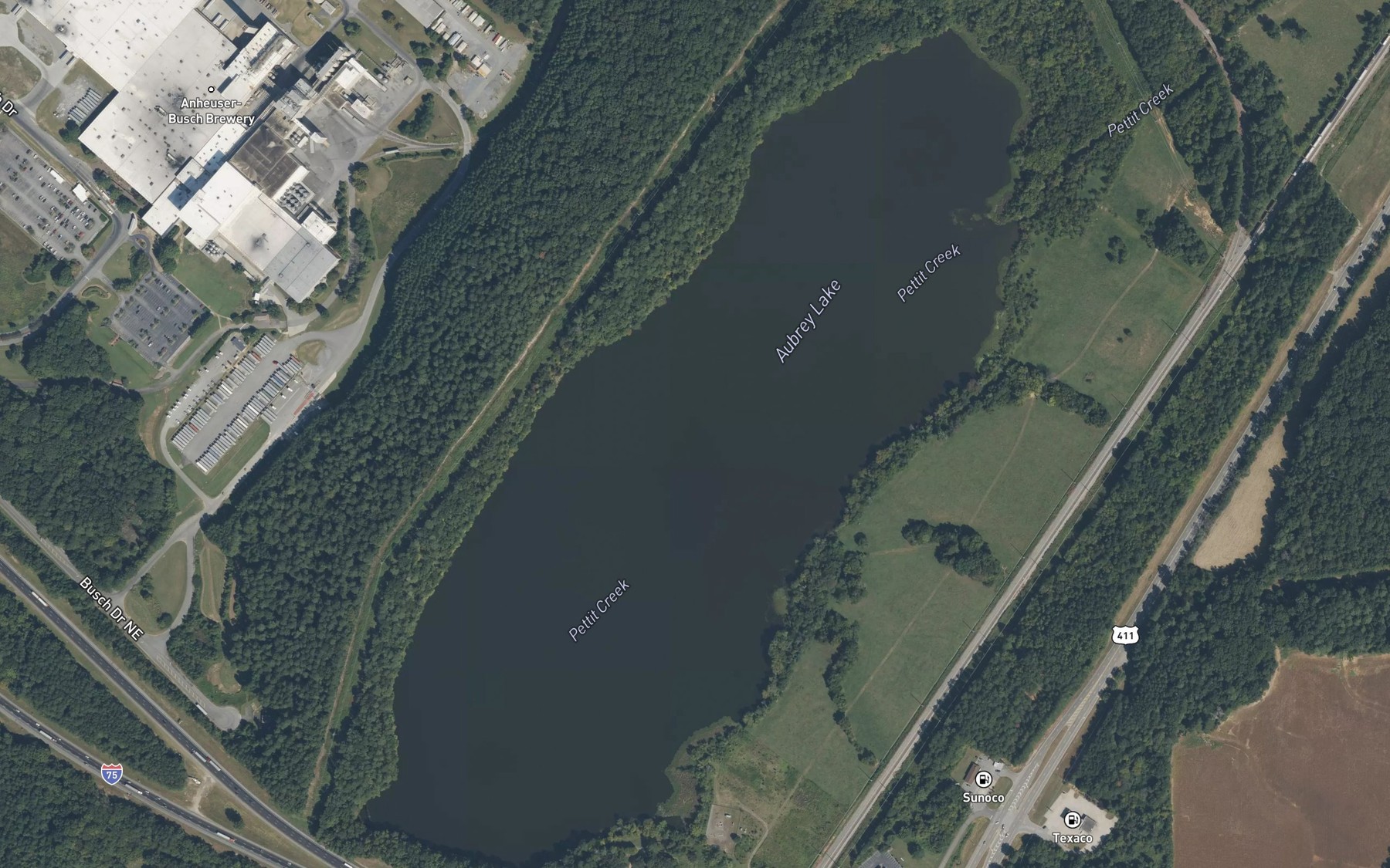 Satellite map of the Aubrey Lake