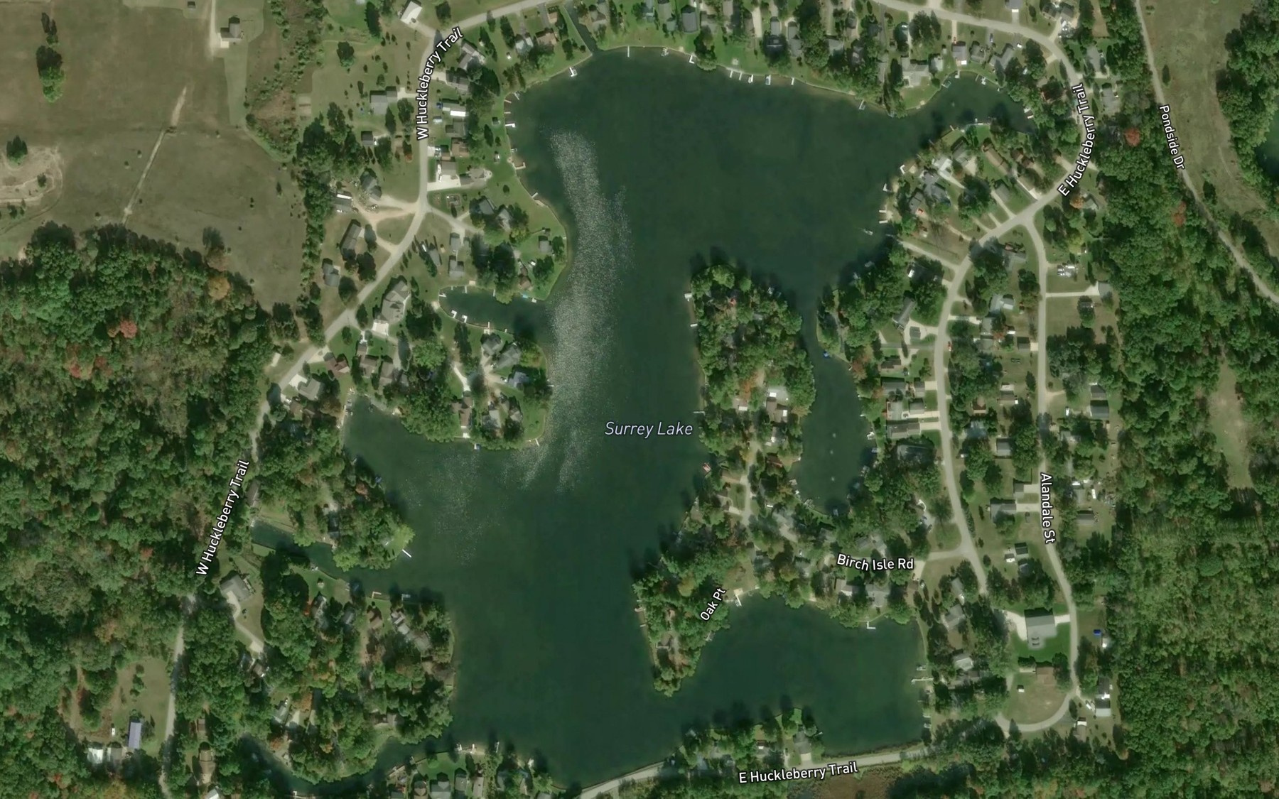 Satellite map of the Surrey Lake