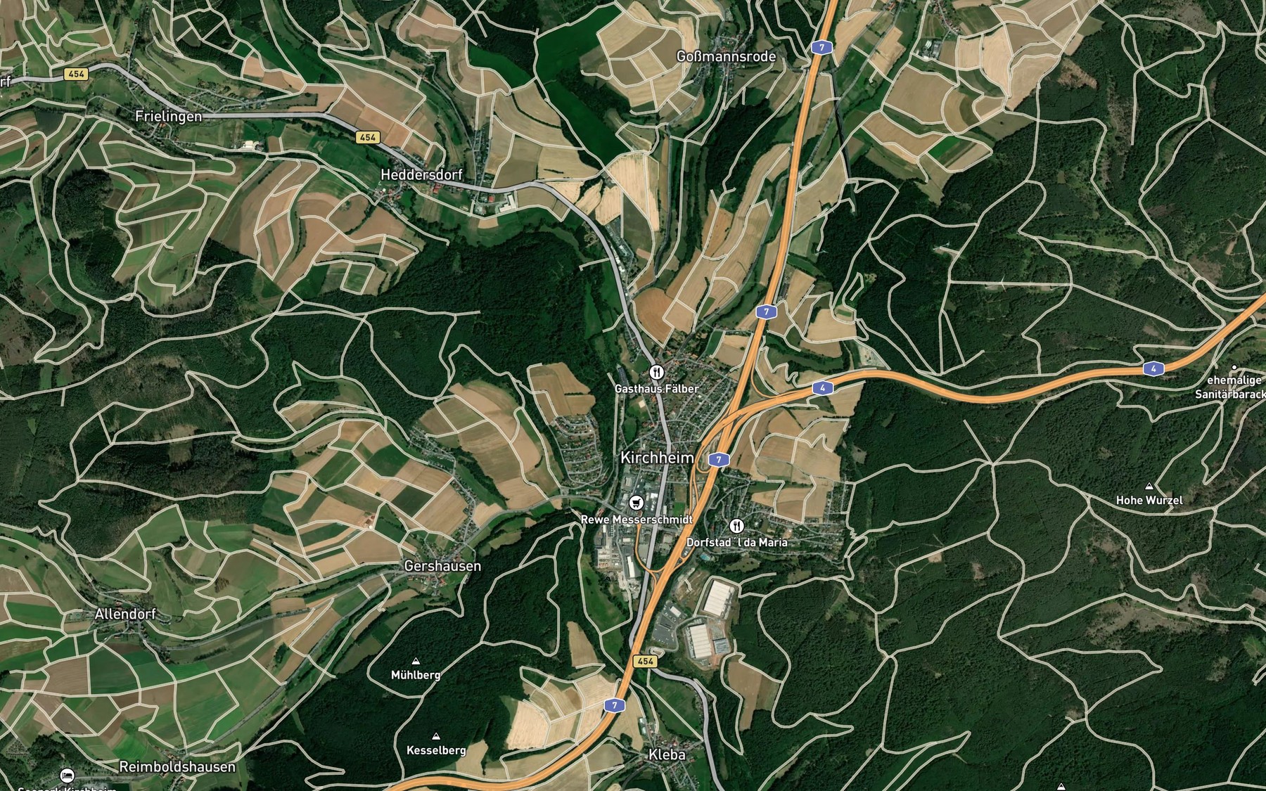 Satellite map of the Walsebach