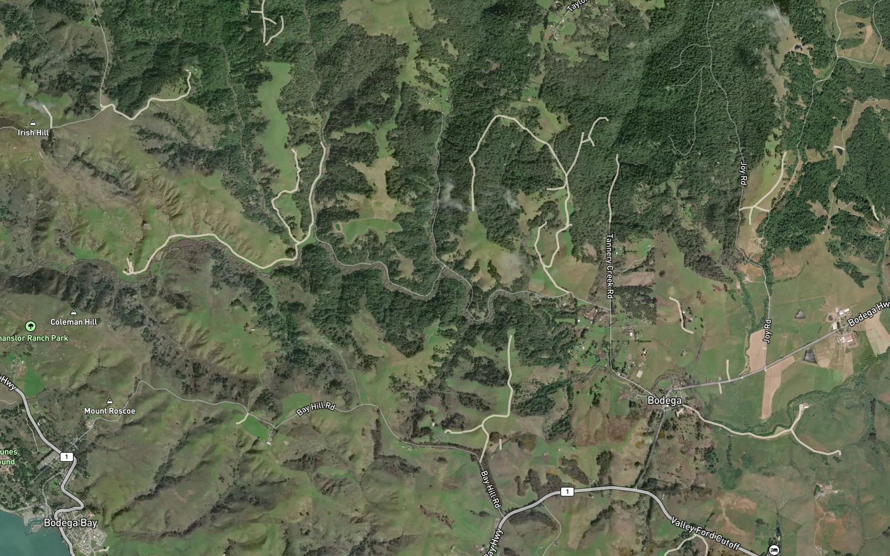 Satellite map of the Fay Creek