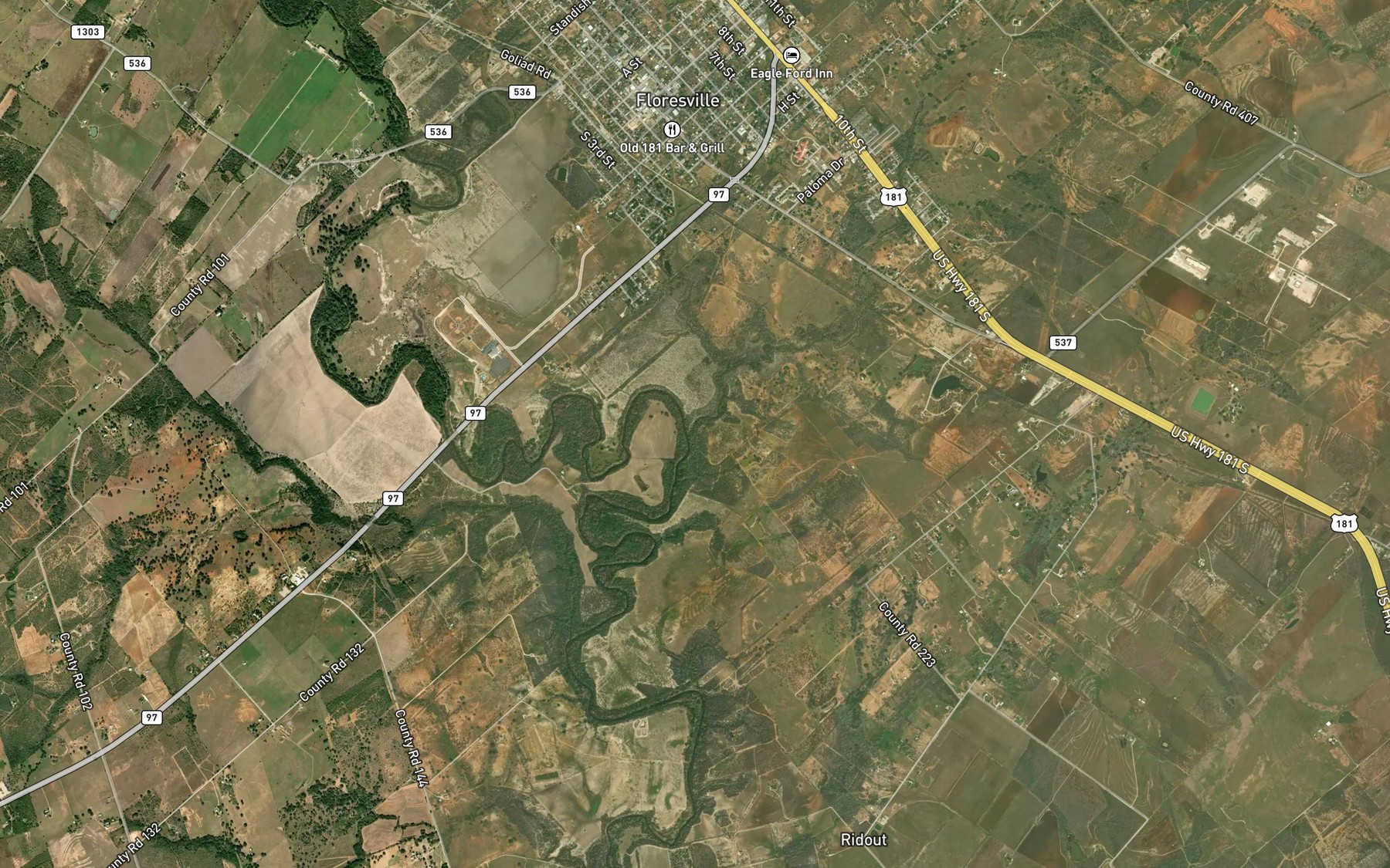 Satellite map of the Pajarito Creek