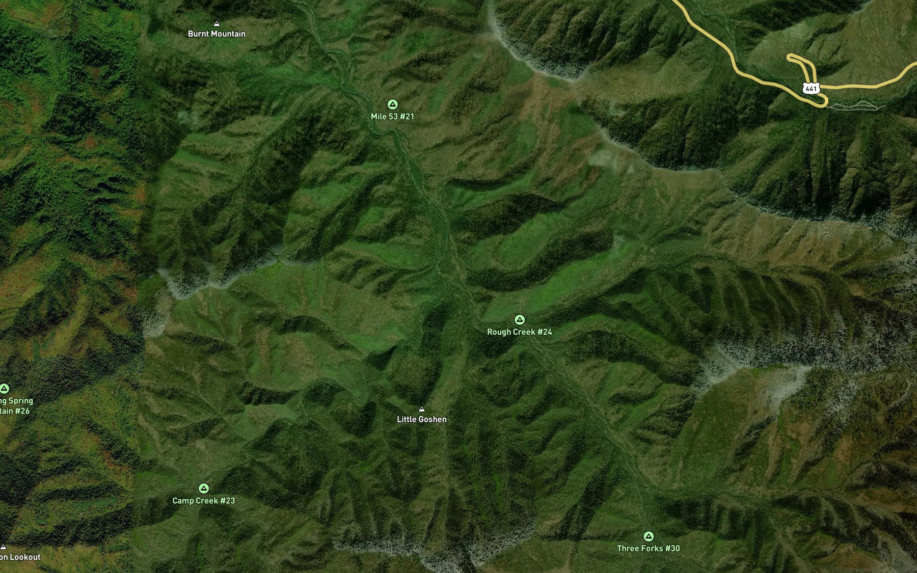 Satellite map of the Split Branch