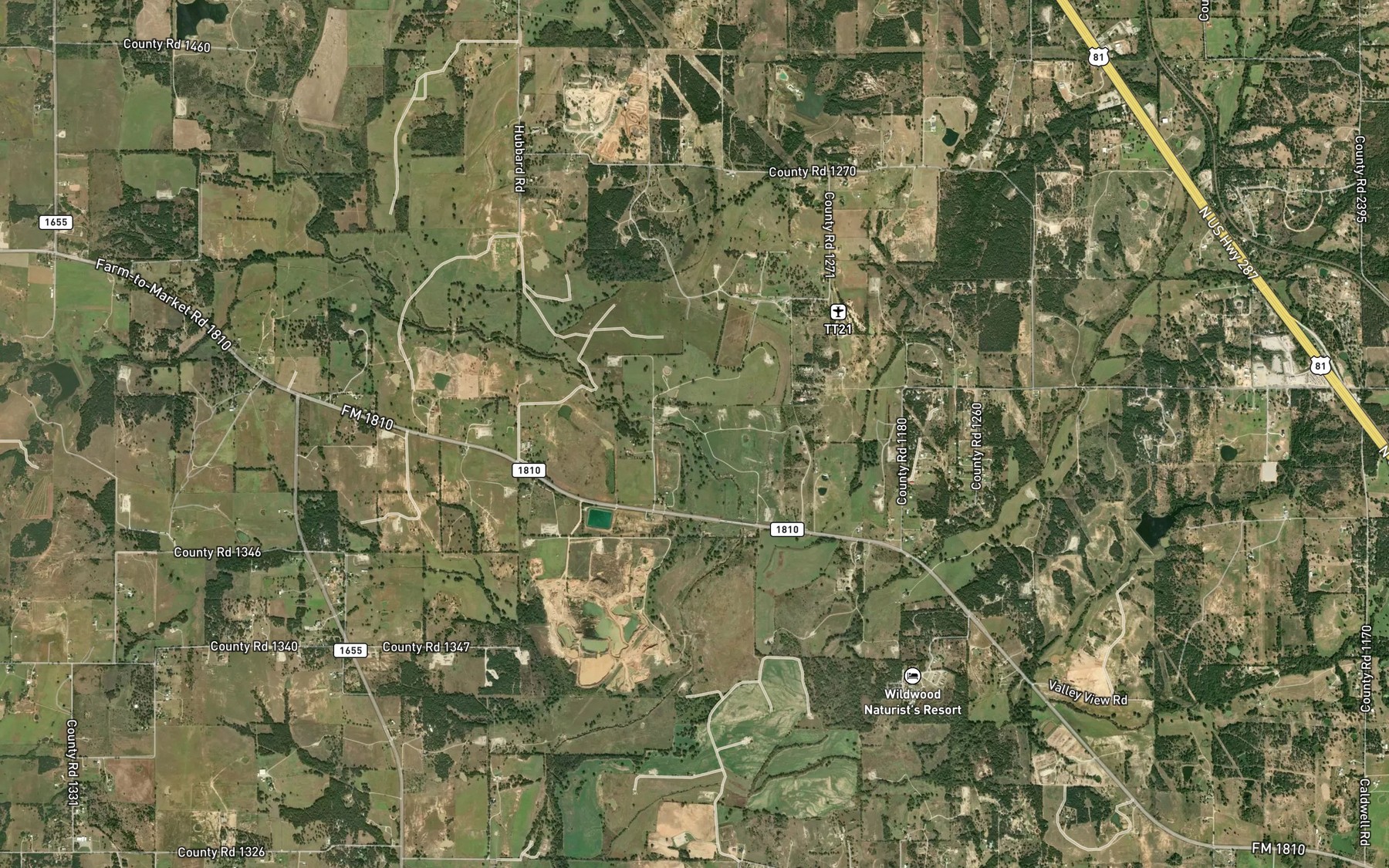 Satellite map of the Sandy Creek