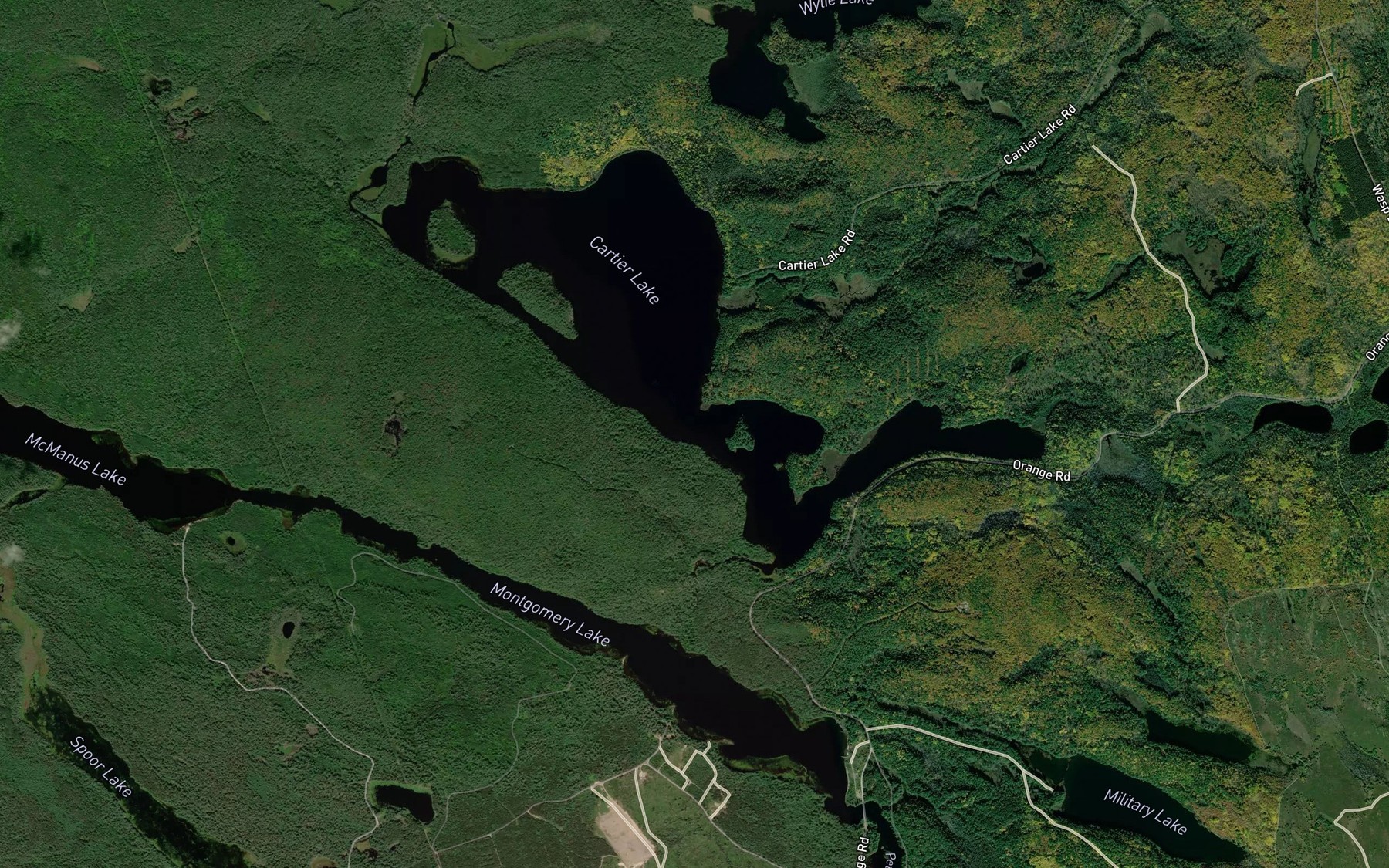Satellite map of the Mayhew Creek