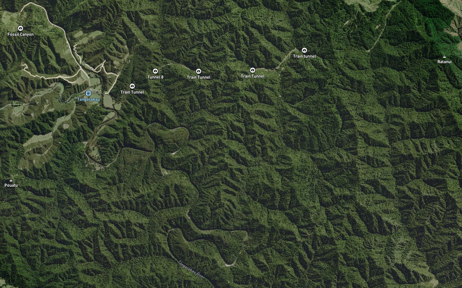 Satellite map of the Mangaone Stream