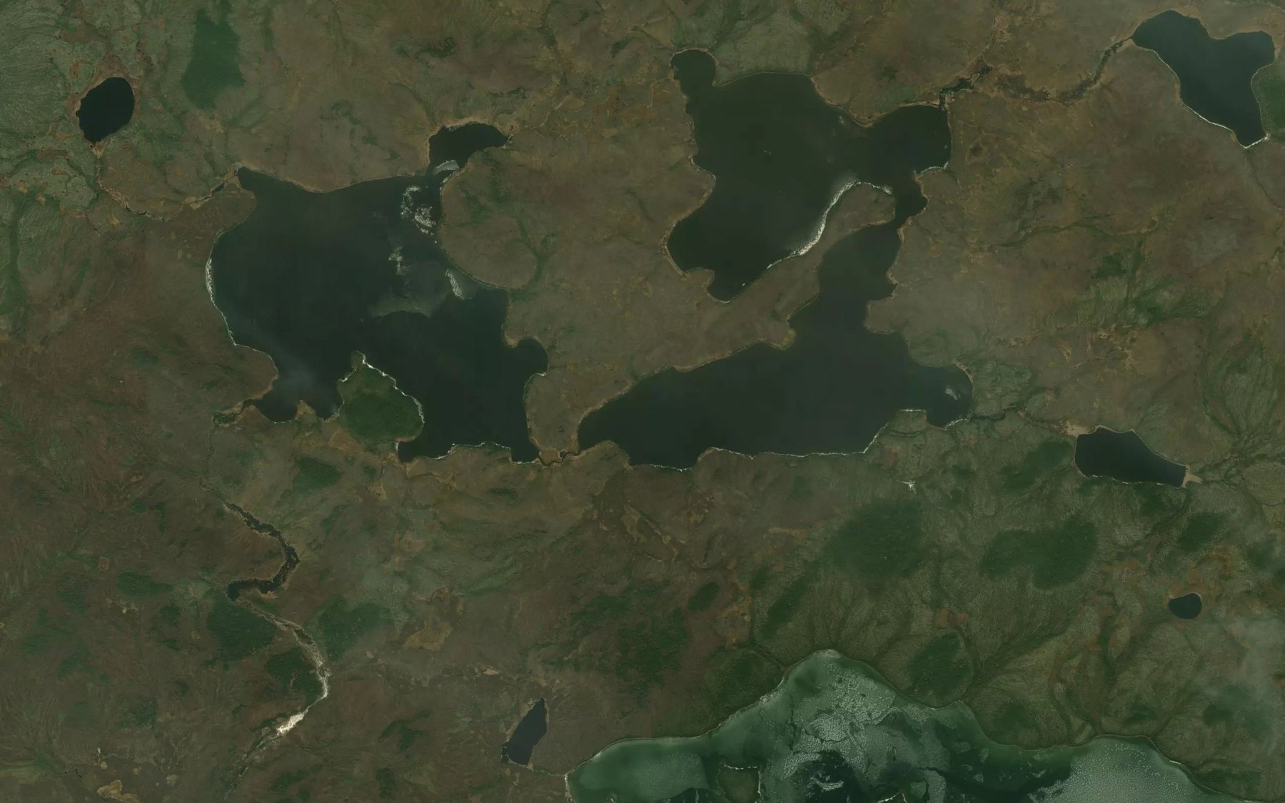 Satellite map of the Akischekamesaskaw Lakes