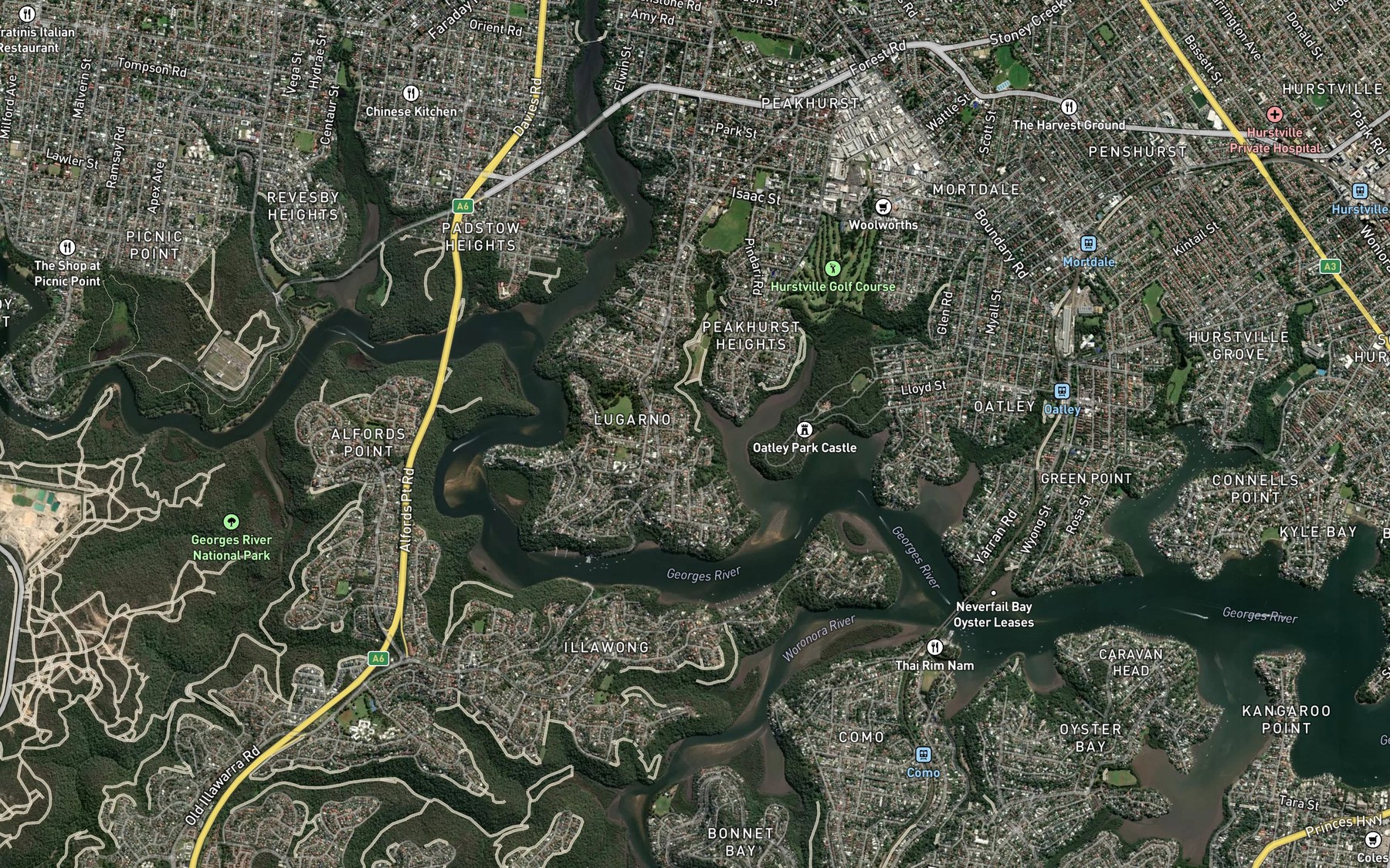 Satellite map of the Wearne Bay