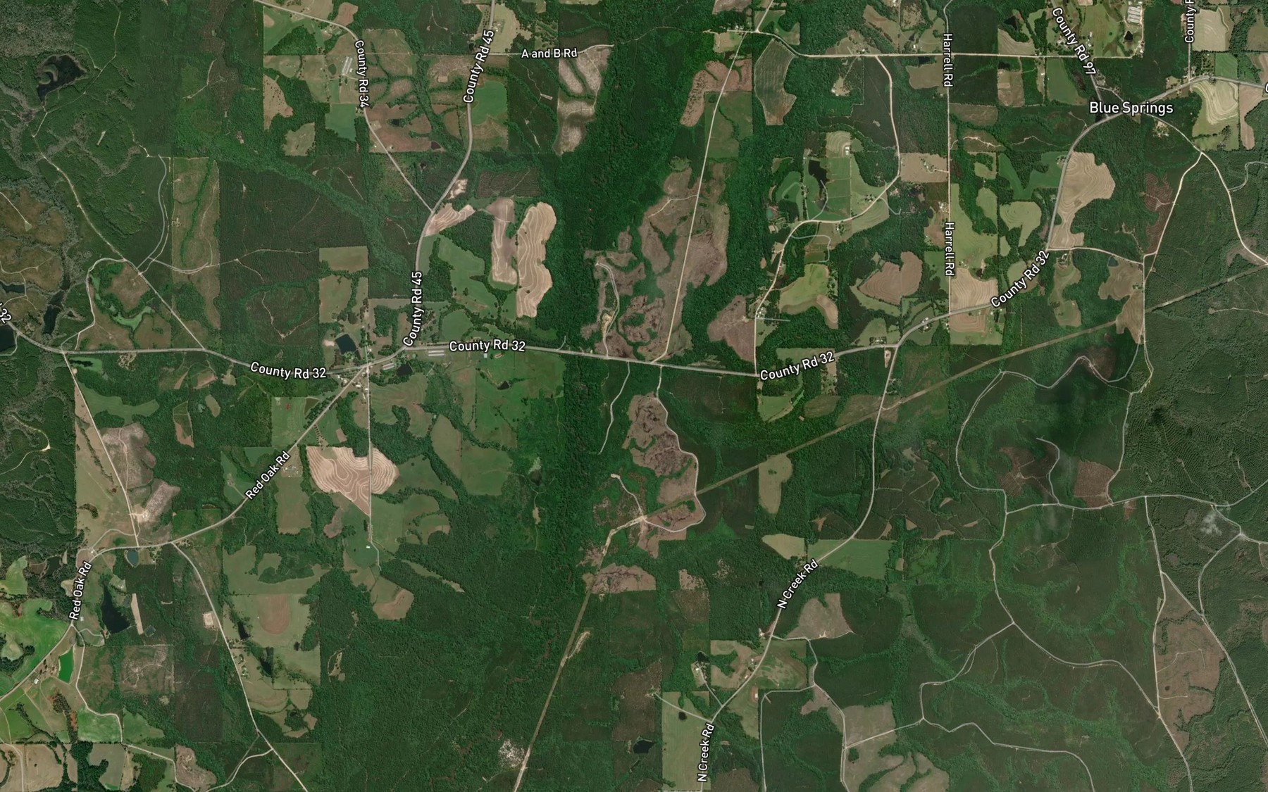 Satellite map of the Mulberry Creek