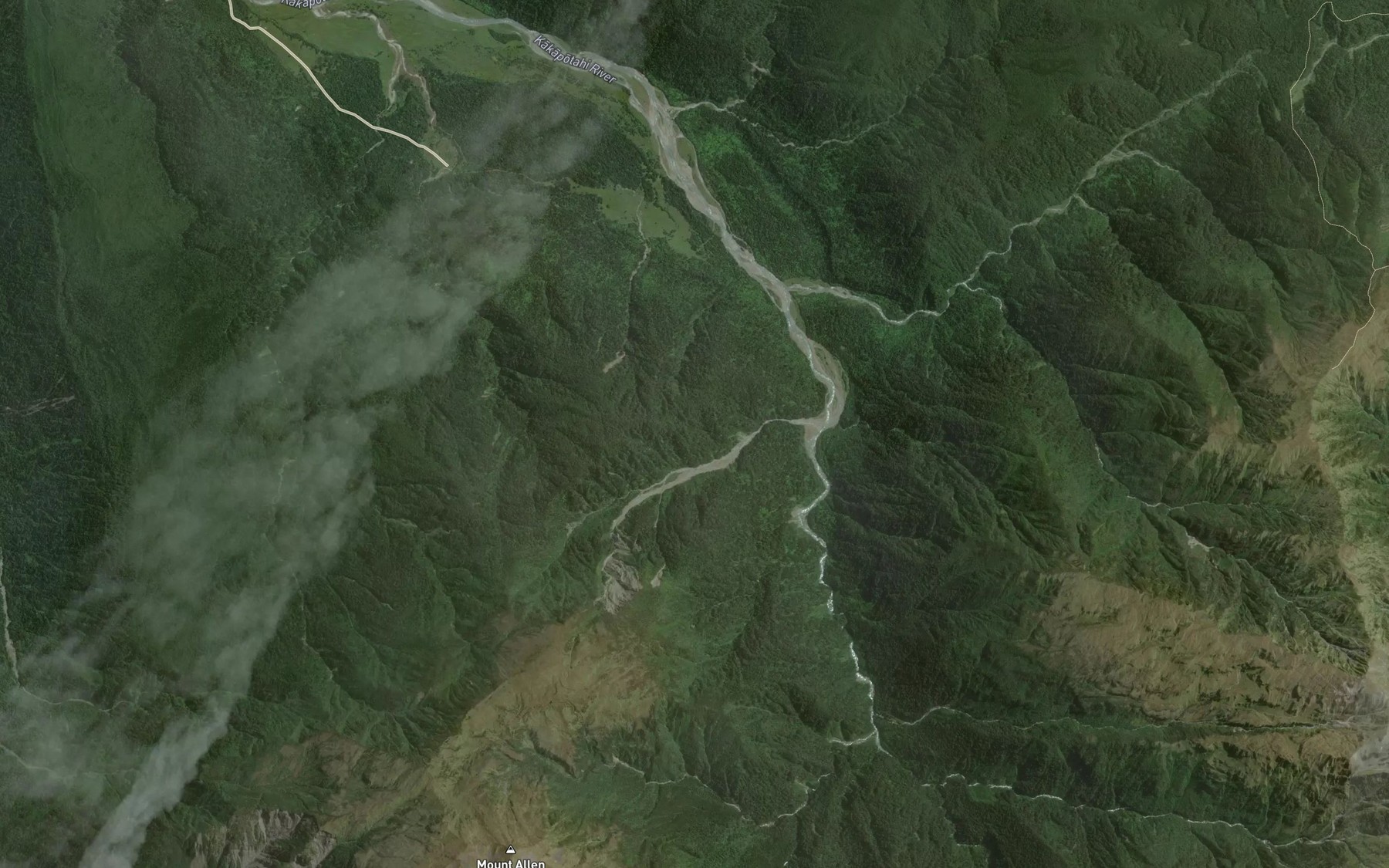 Satellite map of the Kakapotahi River (Little Waitaha)