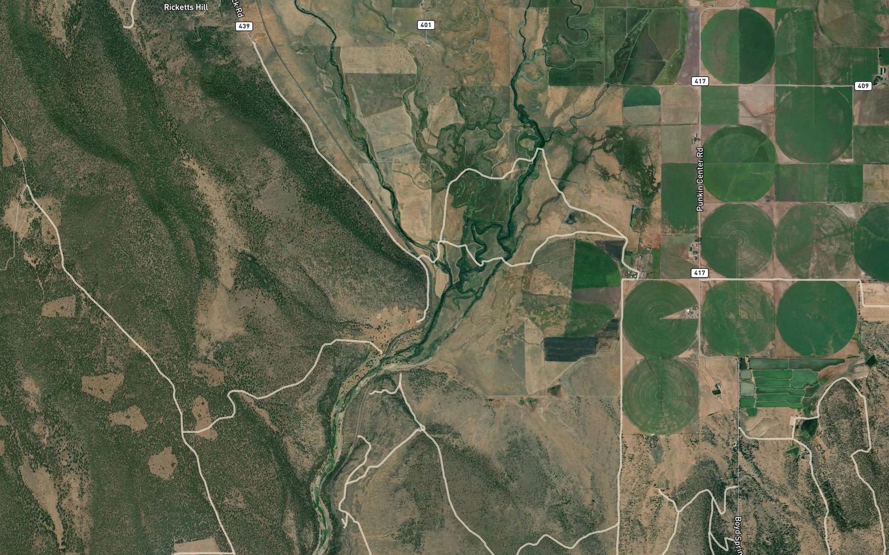 Satellite map of the Bull Run Slough