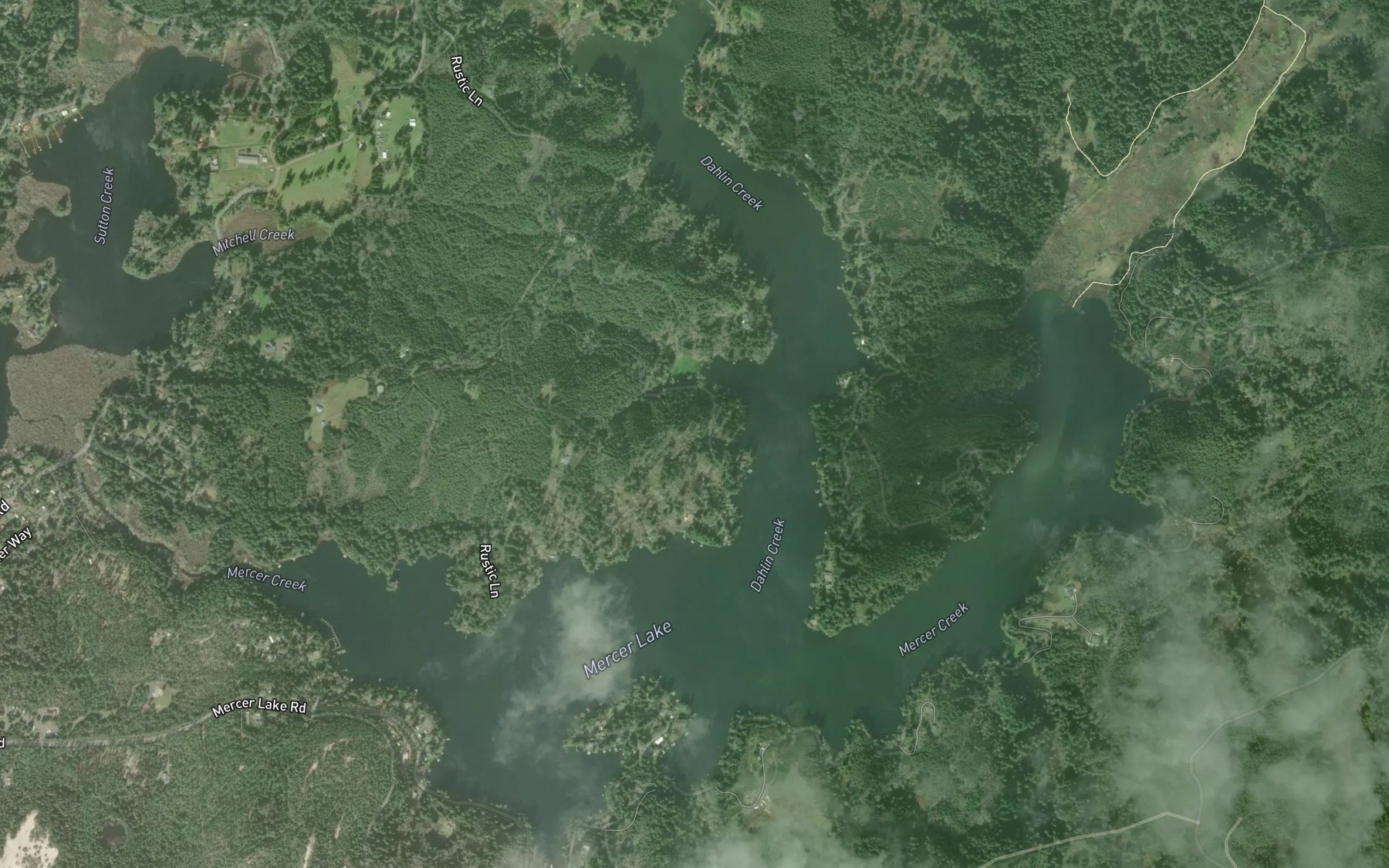 Satellite map of the Mercer Lake