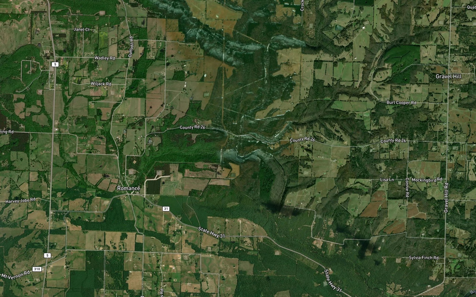 Satellite map of the Clifty Creek