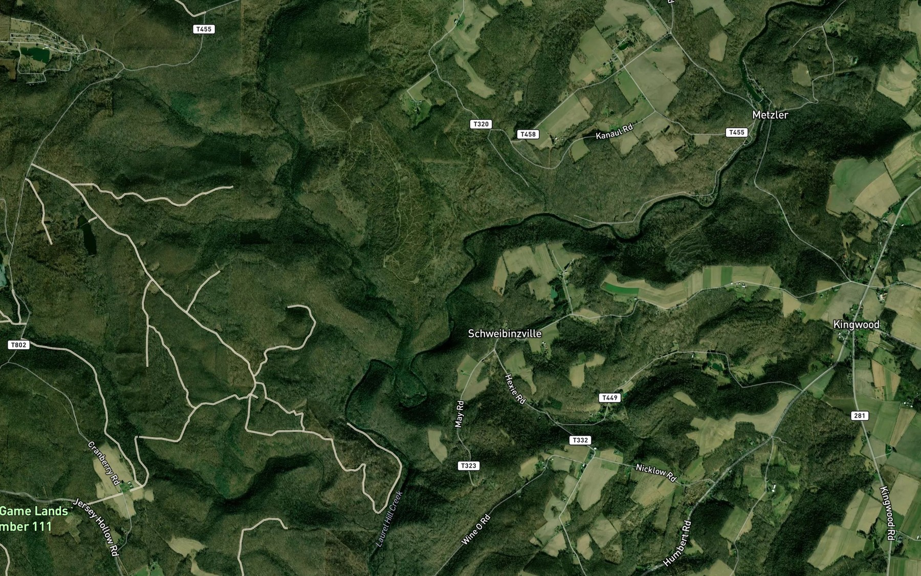 Satellite map of the Mose King Run