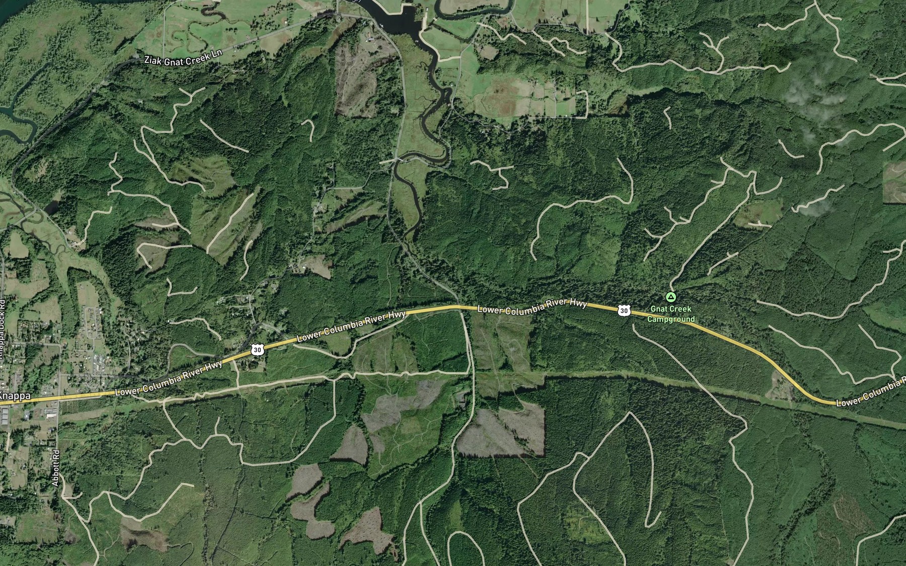 Satellite map of the Rock Creek