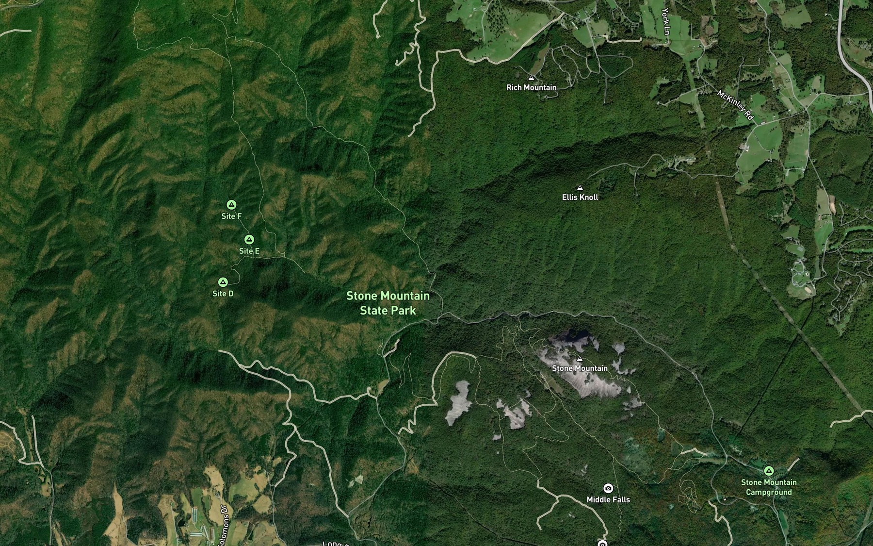 Satellite map of the Rich Mountain Creek